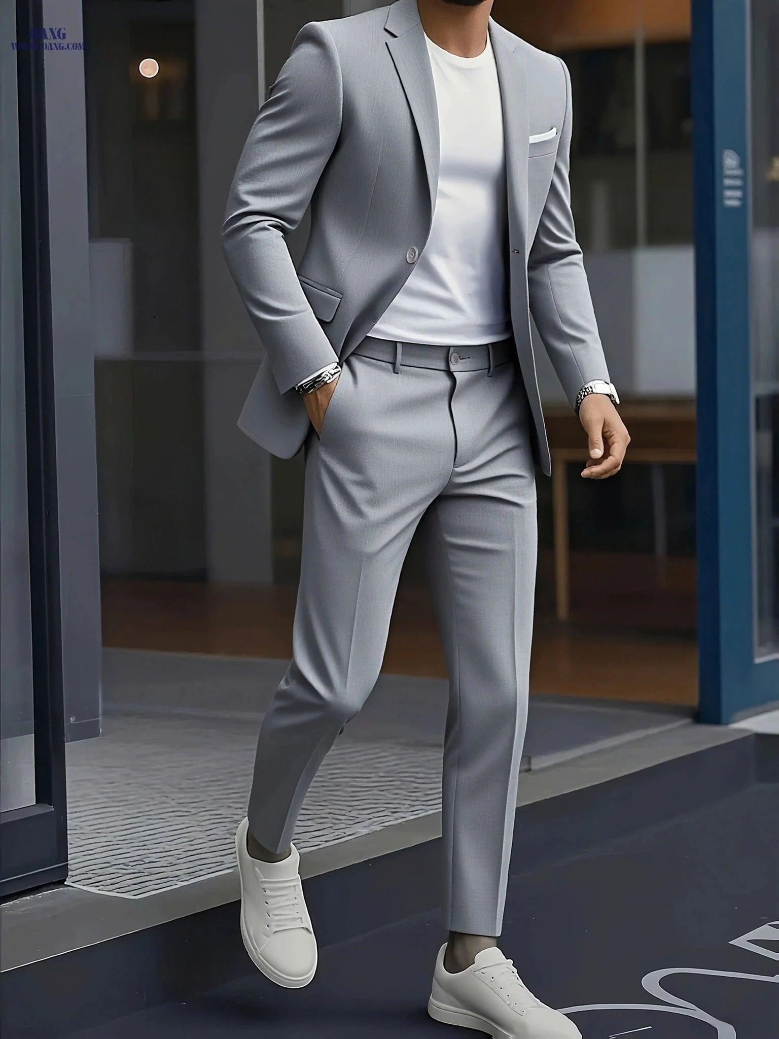 Men's Two-Piece Suit Set - Stylish Jacket and Trousers for Events   OAXG 