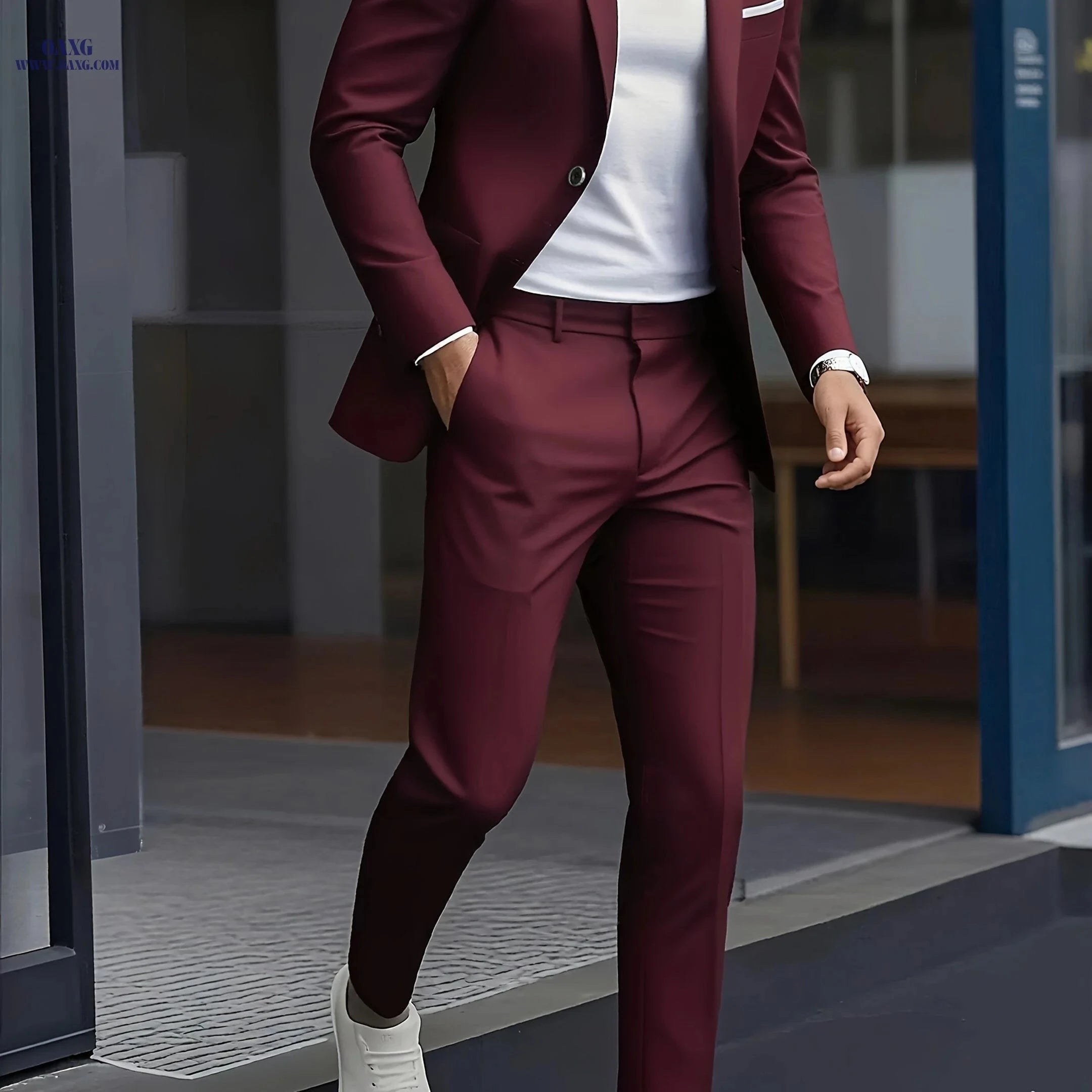 Men's Two-Piece Suit Set - Stylish Jacket and Trousers for Events   OAXG 