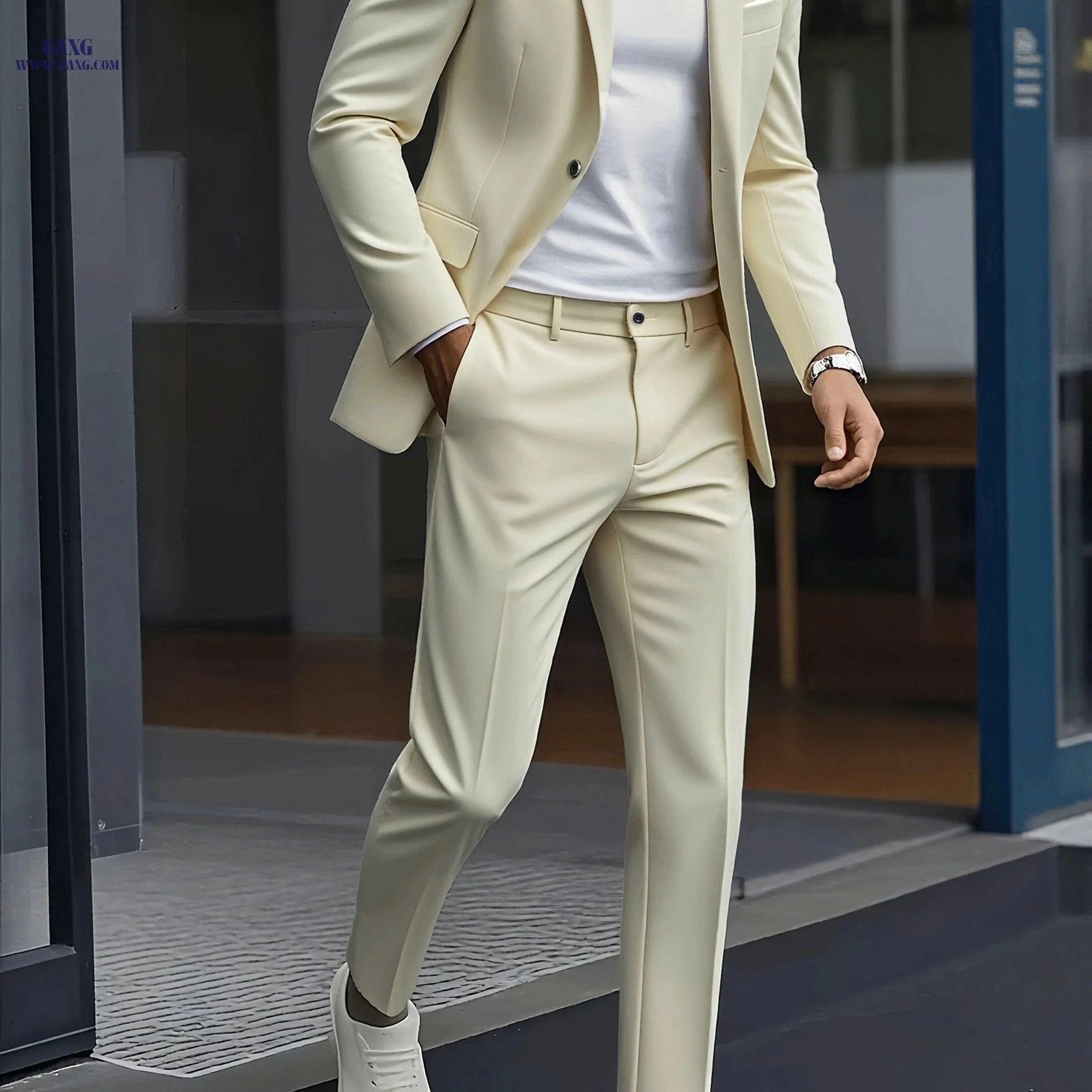 Men's Two-Piece Suit Set - Stylish Jacket and Trousers for Events   OAXG 