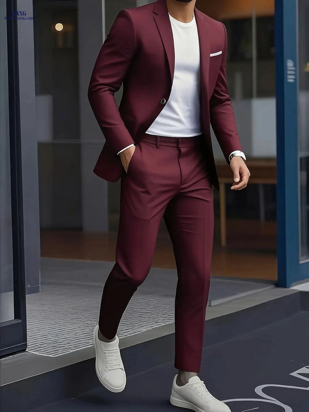 Men's Two-Piece Suit Set - Stylish Jacket and Trousers for Events   OAXG Grey / FR XXS