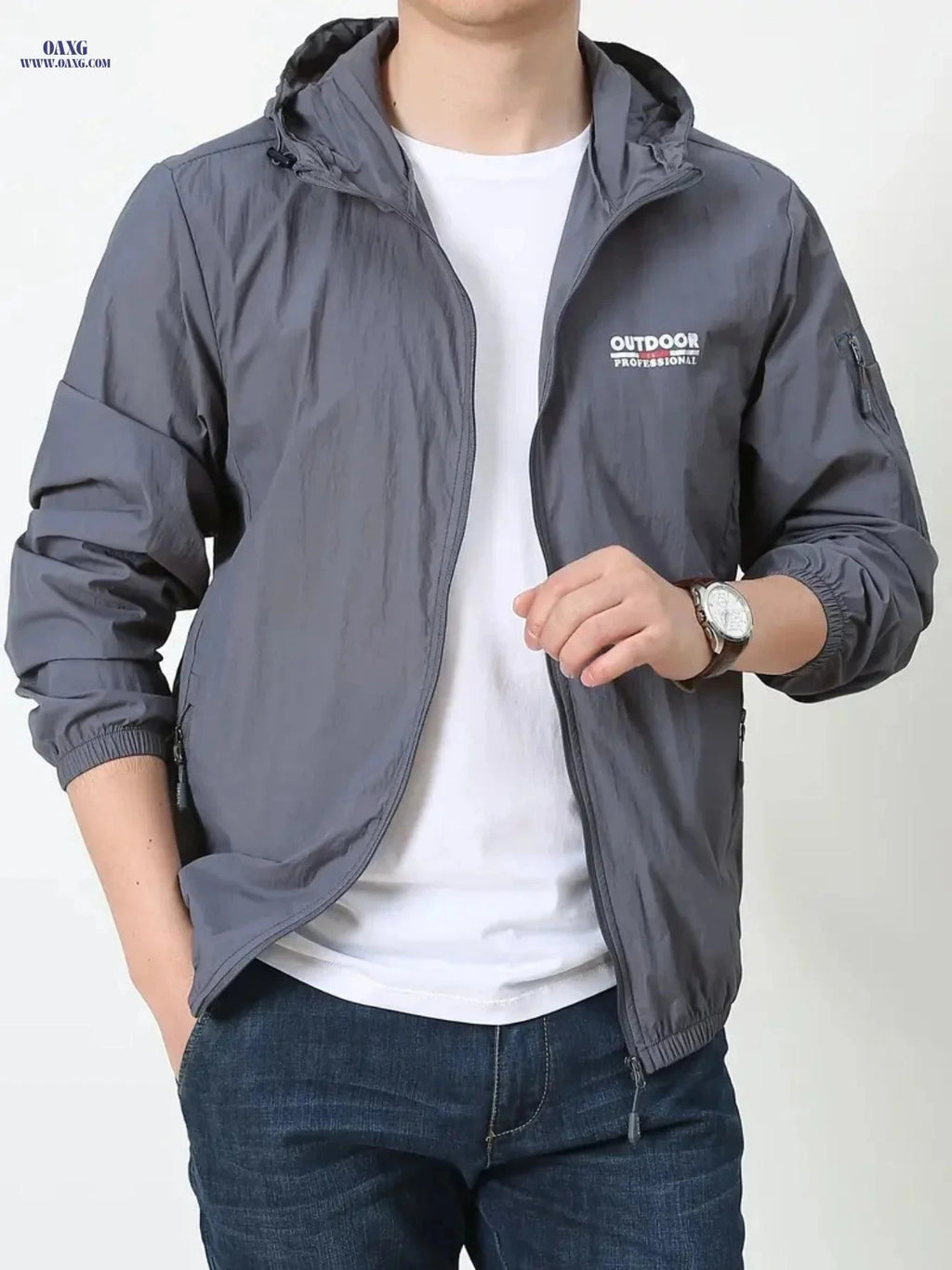 Men's Ultra-Thin Lightweight Summer Jacket with Hood for Outdoor Fun   OAXG 