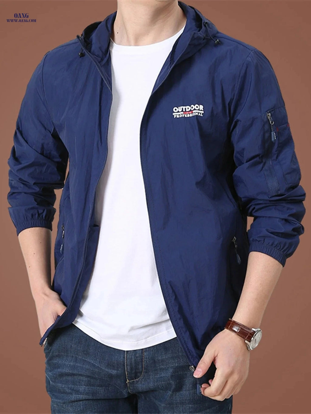 Men's Ultra-Thin Lightweight Summer Jacket with Hood for Outdoor Fun   OAXG Grey / FR XS