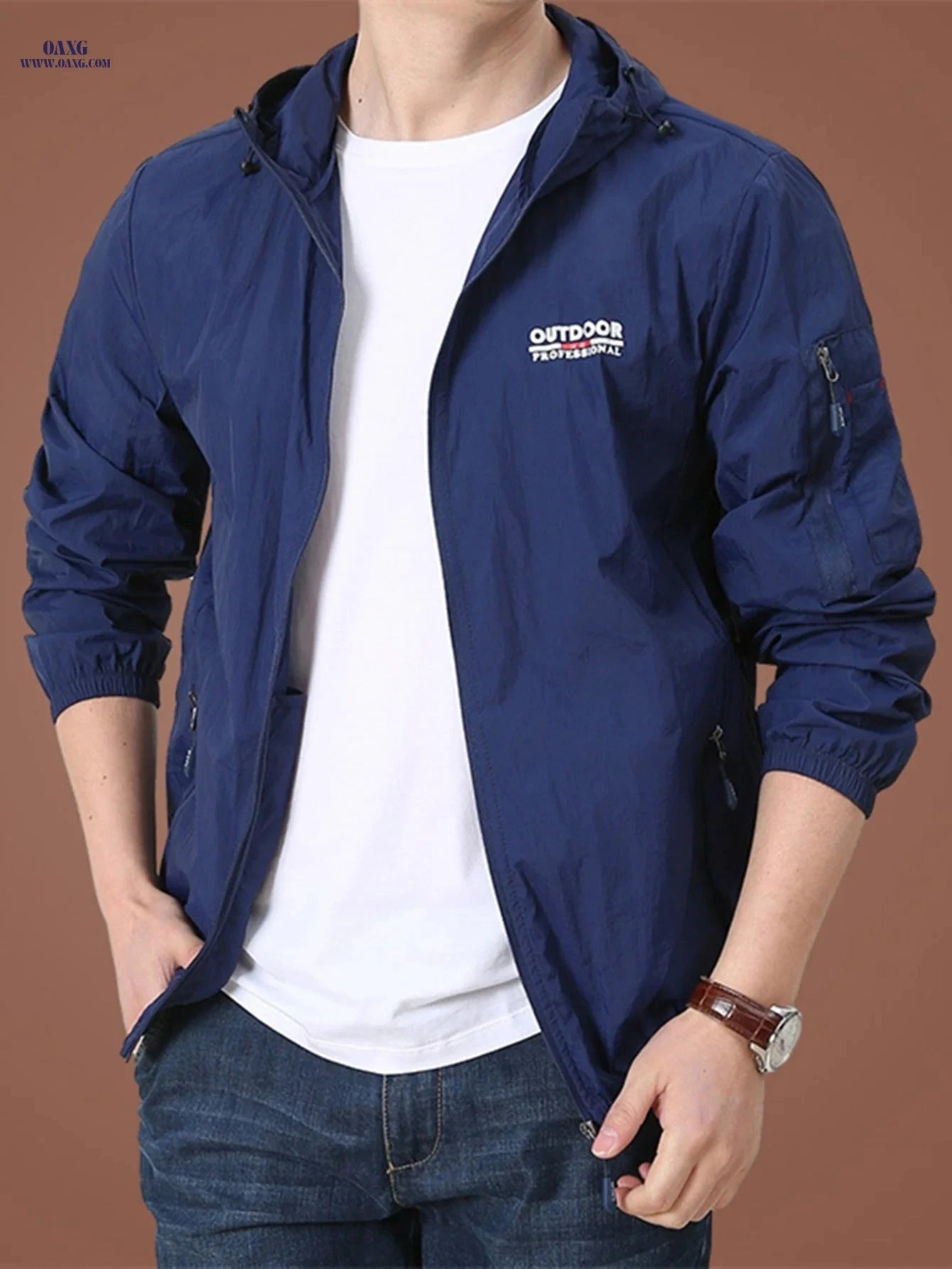 Men's Ultra-Thin Lightweight Summer Jacket with Hood for Outdoor Fun   OAXG Grey / FR XS