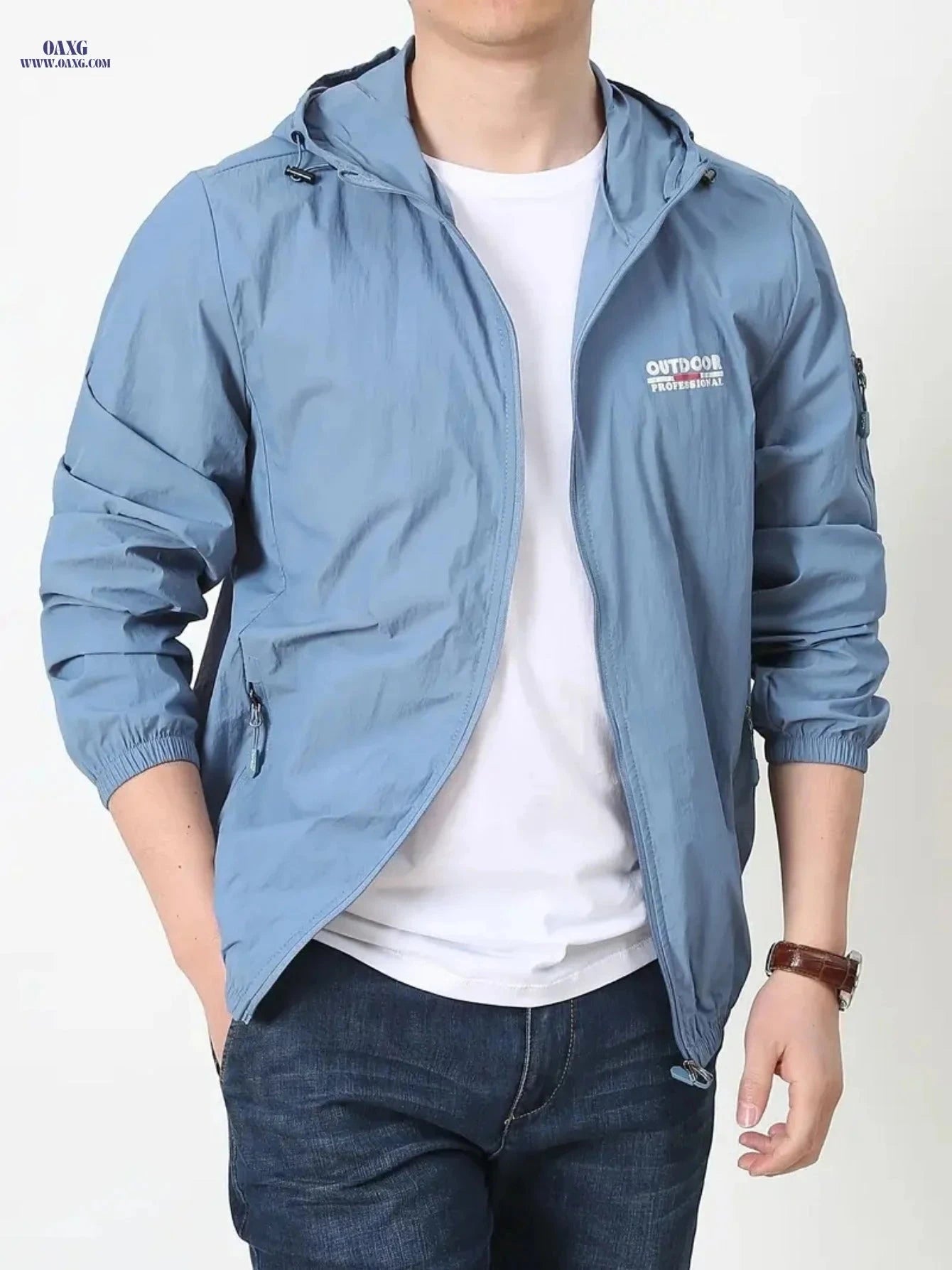 Men's Ultra-Thin Lightweight Summer Jacket with Hood for Outdoor Fun   OAXG Grey / FR XS