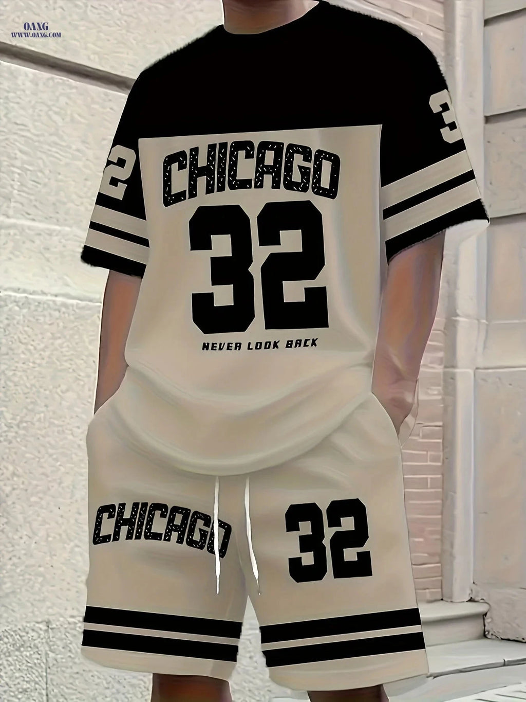Men’s Urban Theme T-Shirt and Shorts Set - Lightweight Casual Wear   OAXG 