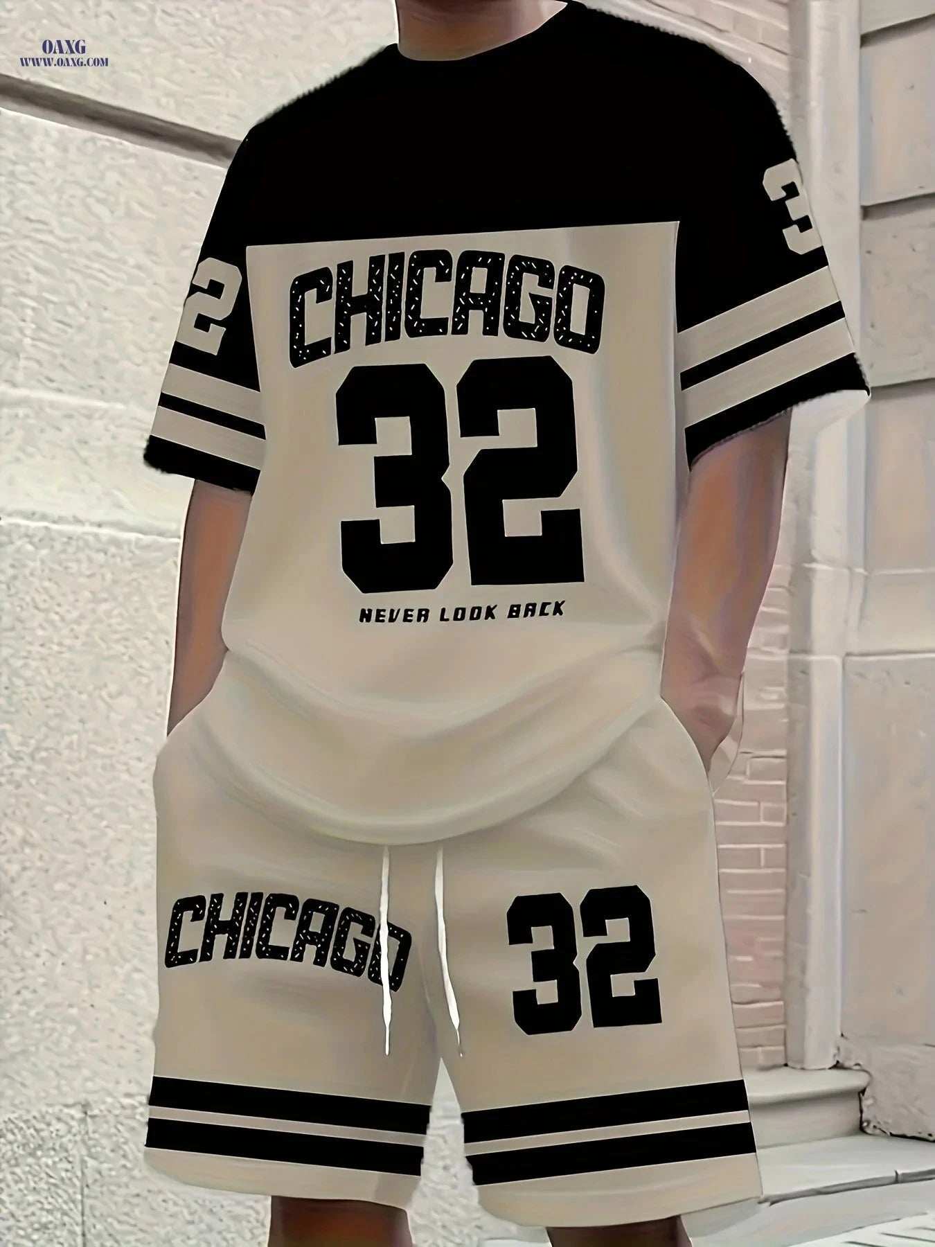 Men’s Urban Theme T-Shirt and Shorts Set - Lightweight Casual Wear   OAXG 