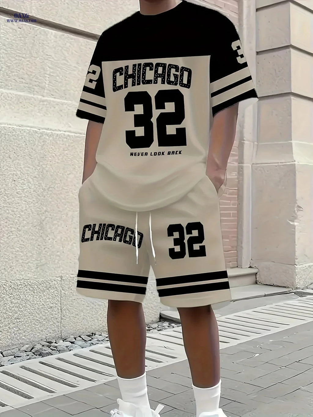 Men’s Urban Theme T-Shirt and Shorts Set - Lightweight Casual Wear   OAXG 
