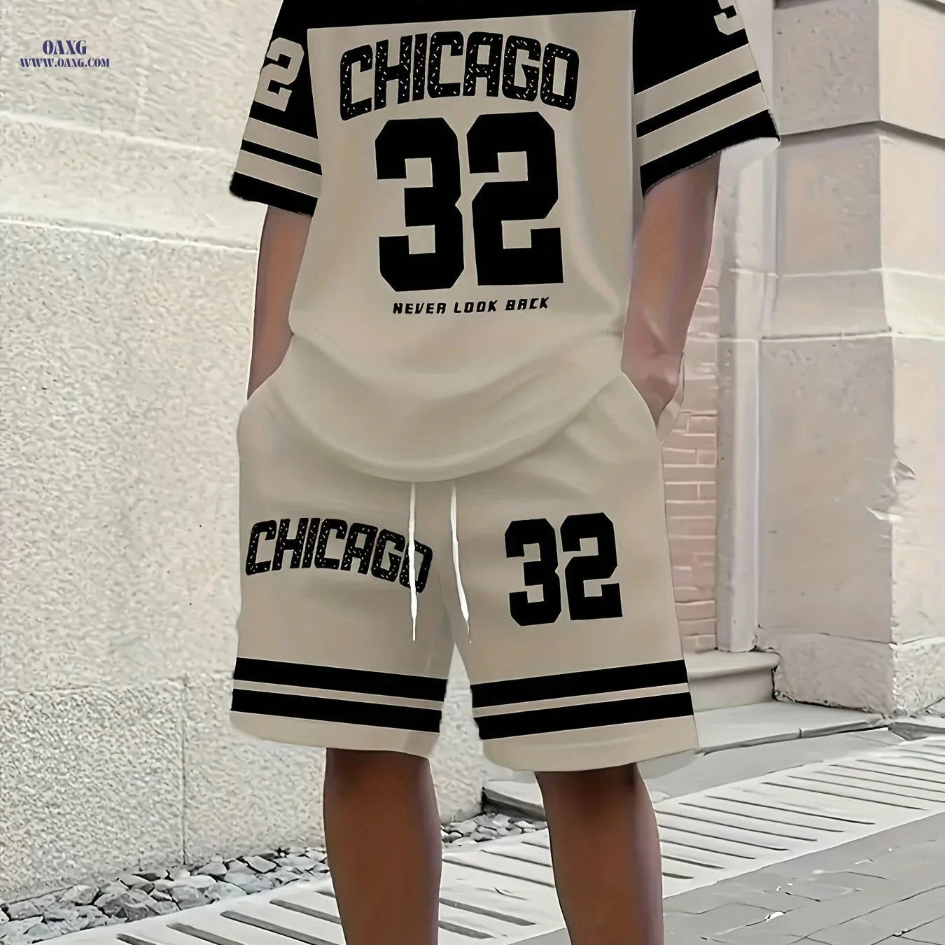 Men’s Urban Theme T-Shirt and Shorts Set - Lightweight Casual Wear   OAXG 