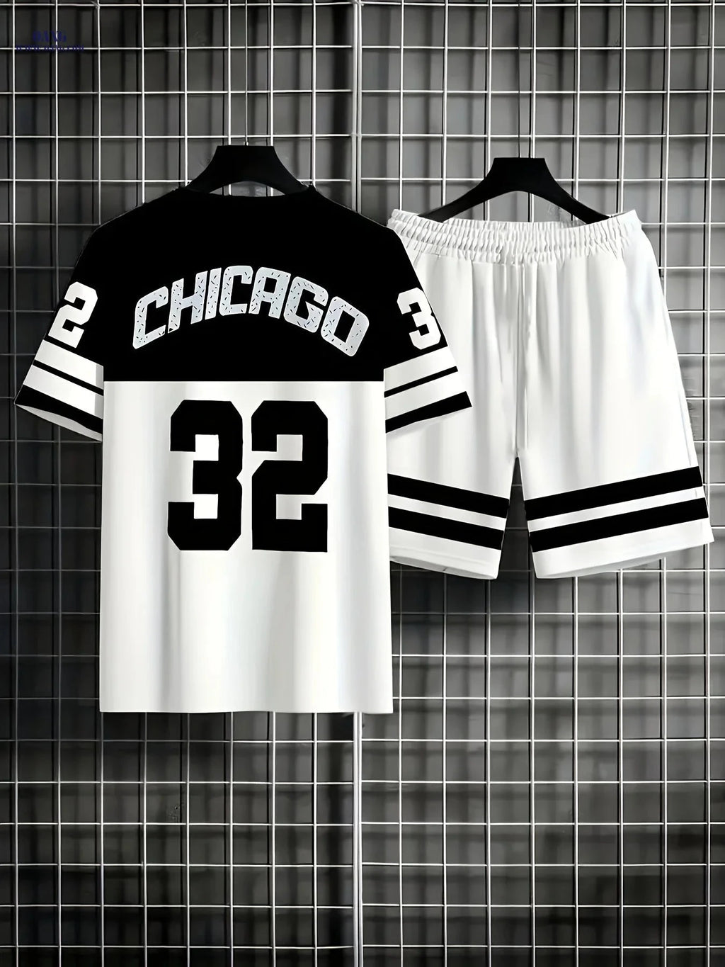 Men’s Urban Theme T-Shirt and Shorts Set - Lightweight Casual Wear   OAXG White / FR S
