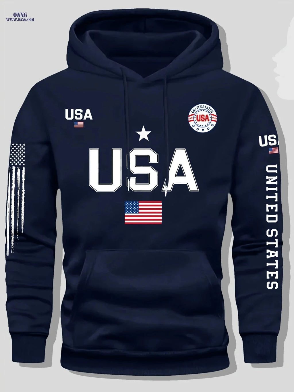Men's USA Flag Hoodie - Casual Pullover for Autumn and Winter   OAXG 
