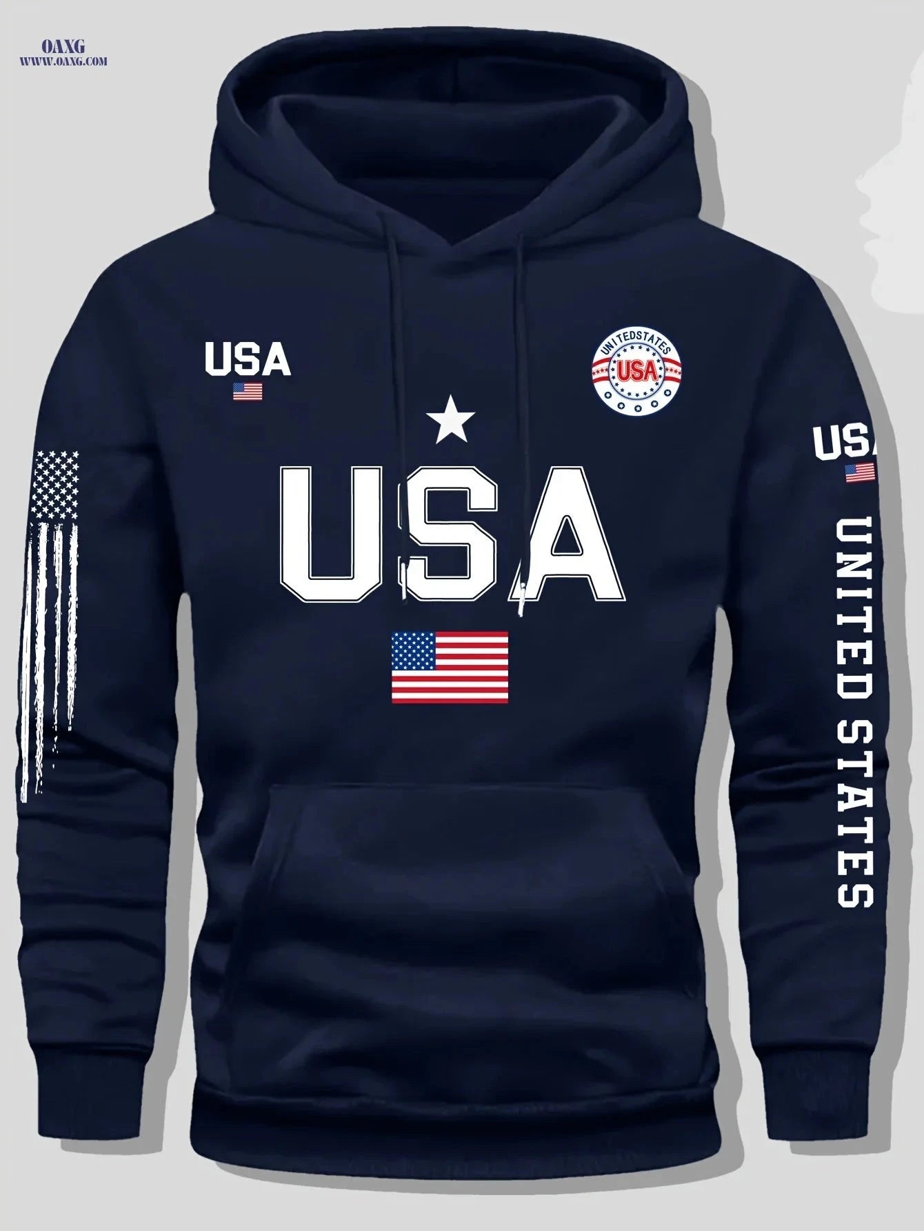 Men's USA Flag Hoodie - Casual Pullover for Autumn and Winter   OAXG 