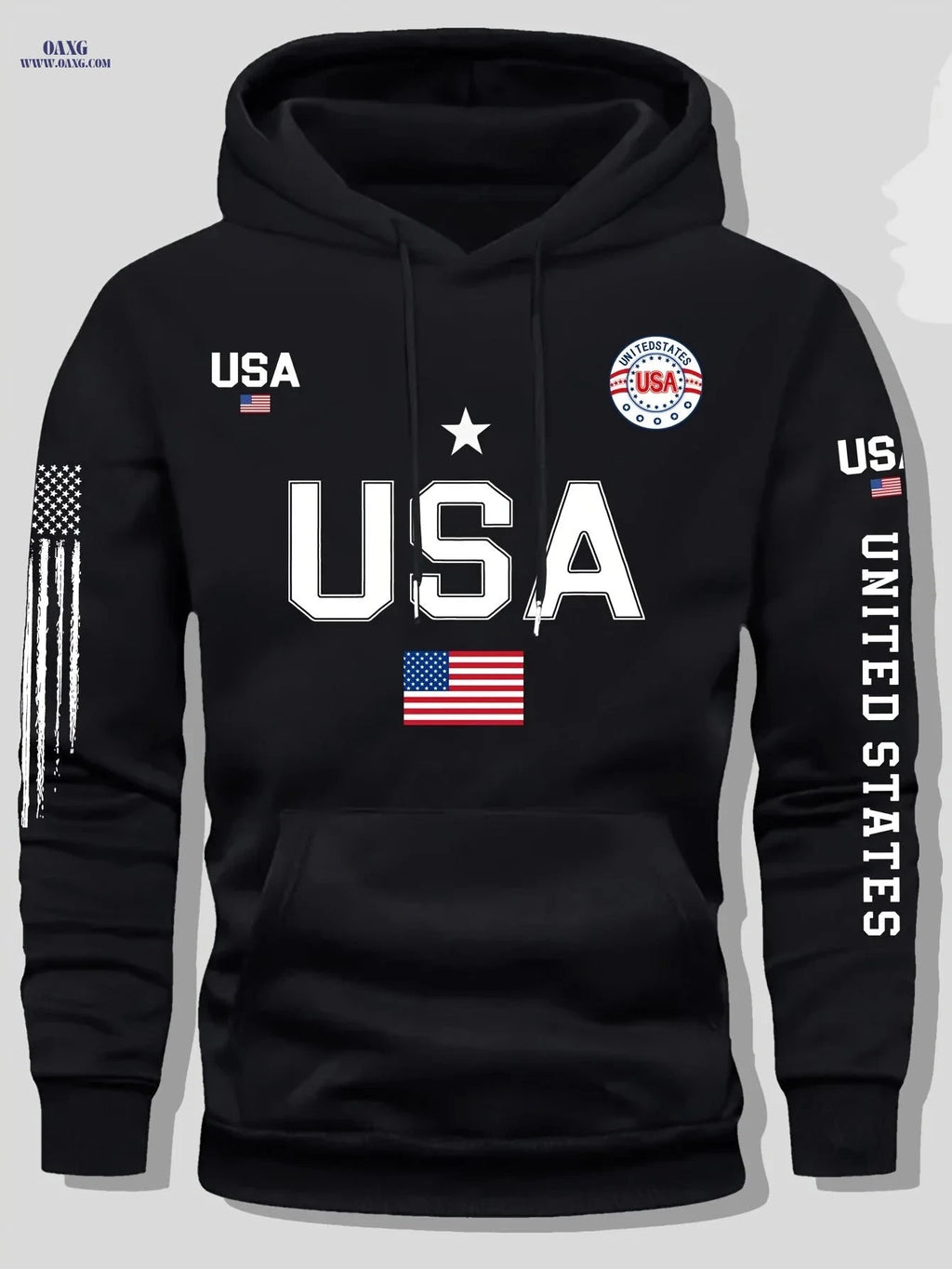 Men's USA Flag Hoodie - Casual Pullover for Autumn and Winter   OAXG 