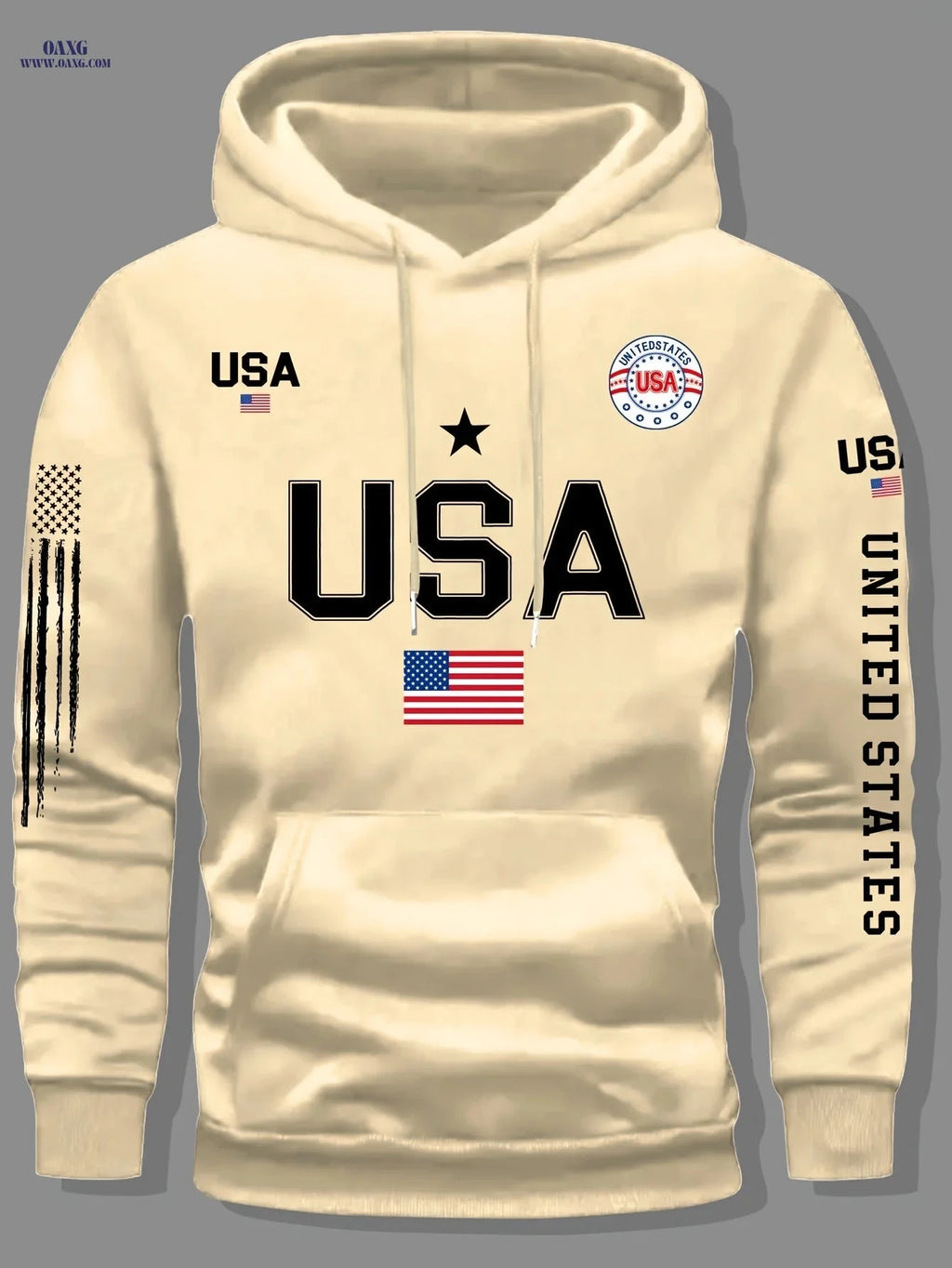Men's USA Flag Hoodie - Casual Pullover for Autumn and Winter   OAXG 