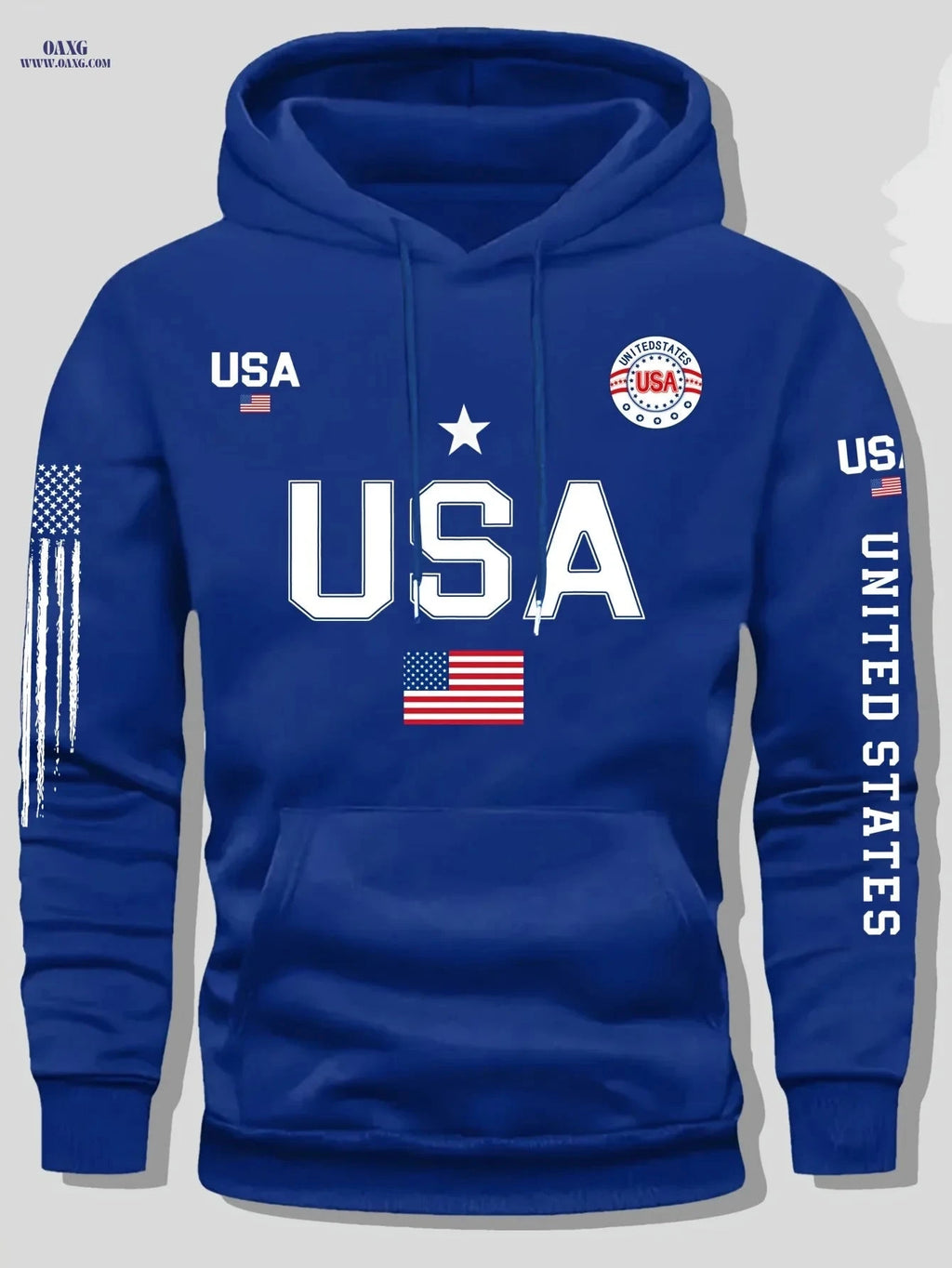 Men's USA Flag Hoodie - Casual Pullover for Autumn and Winter   OAXG Red / FR S