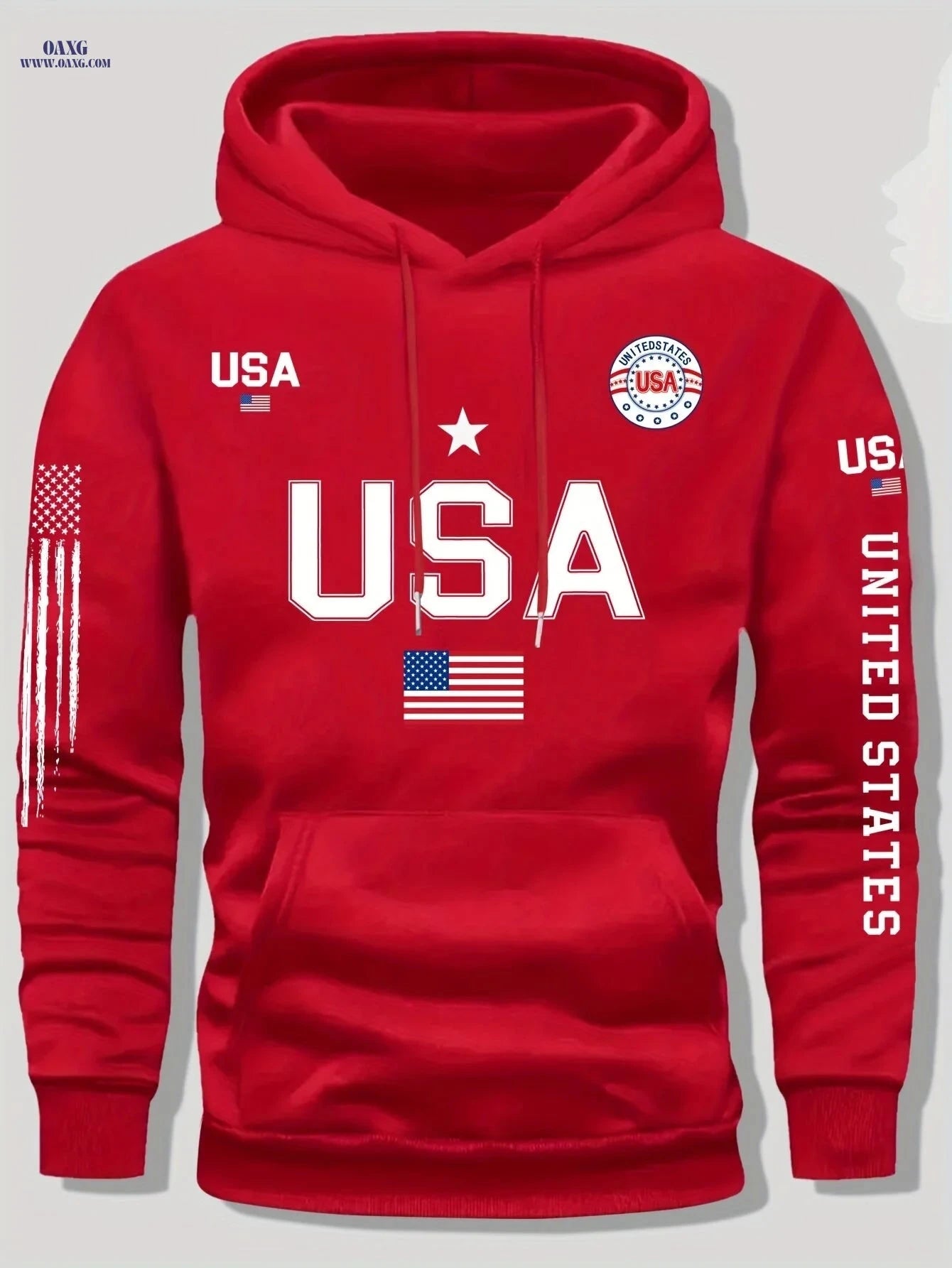 Men's USA Flag Hoodie - Casual Pullover for Autumn and Winter   OAXG 