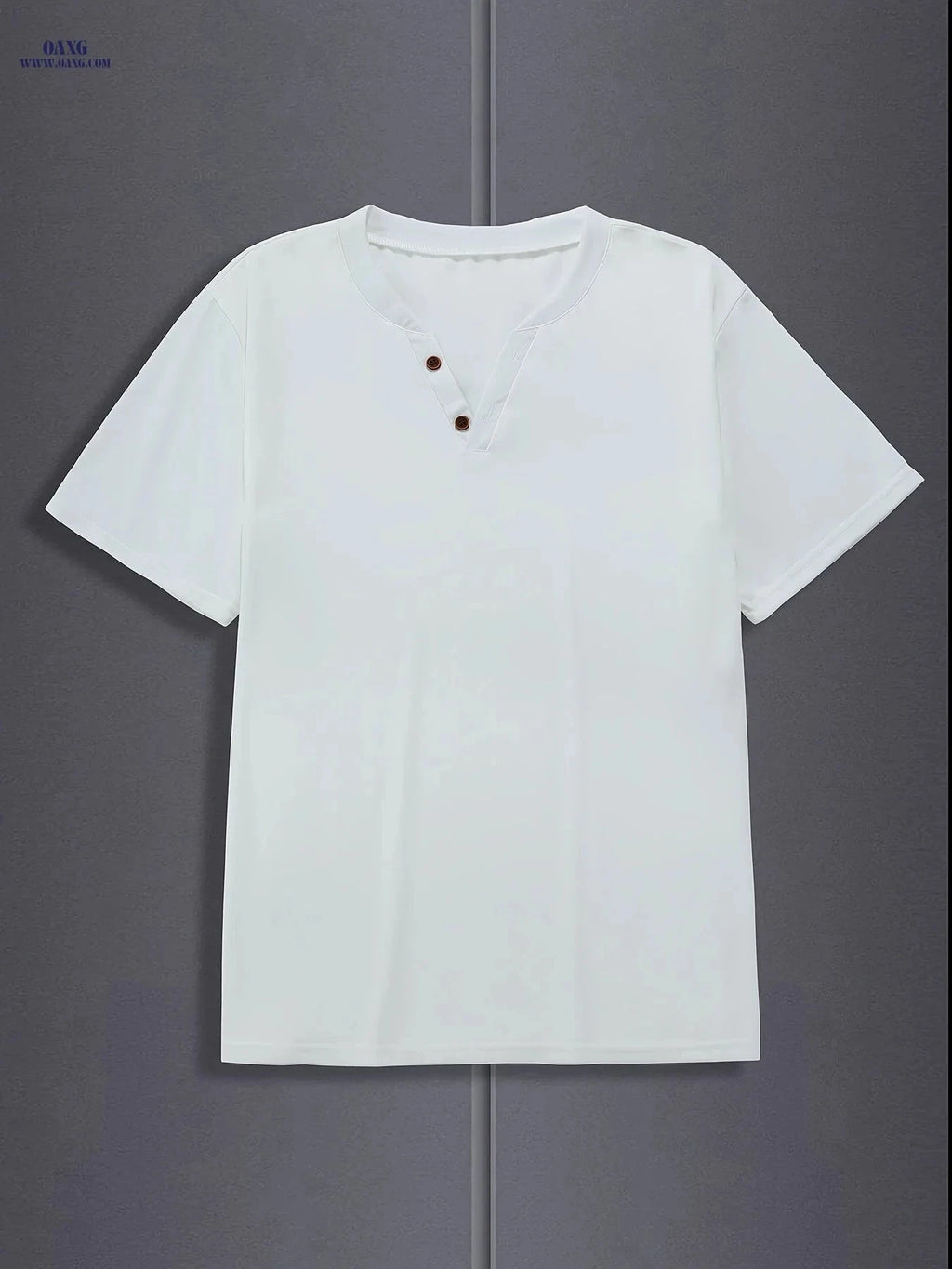 Men's V-Neck Casual Henley T-Shirt - Short Sleeve for Weekend Wear   OAXG crimson / FR S