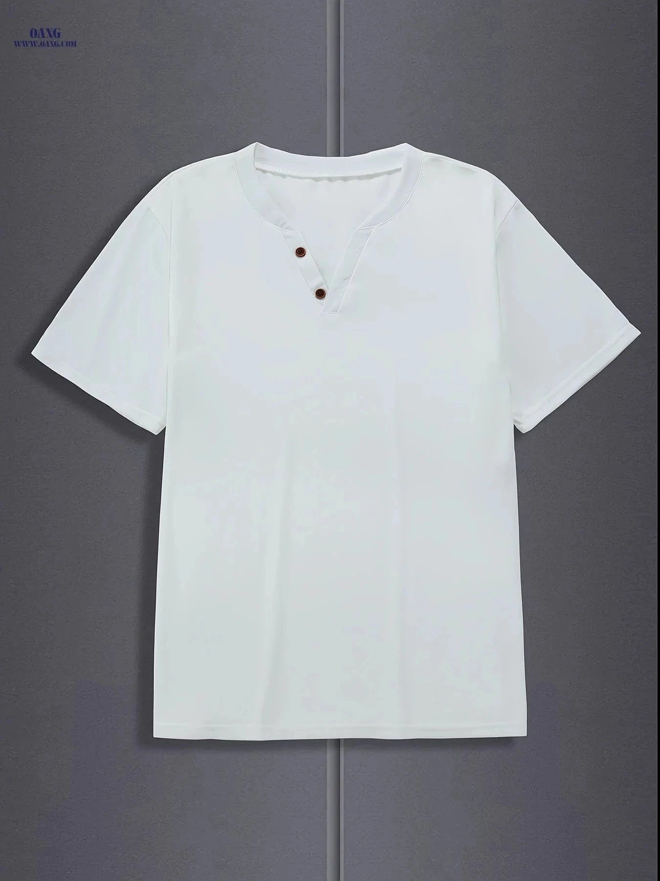 Men's V-Neck Casual Henley T-Shirt - Short Sleeve for Weekend Wear   OAXG crimson / FR S