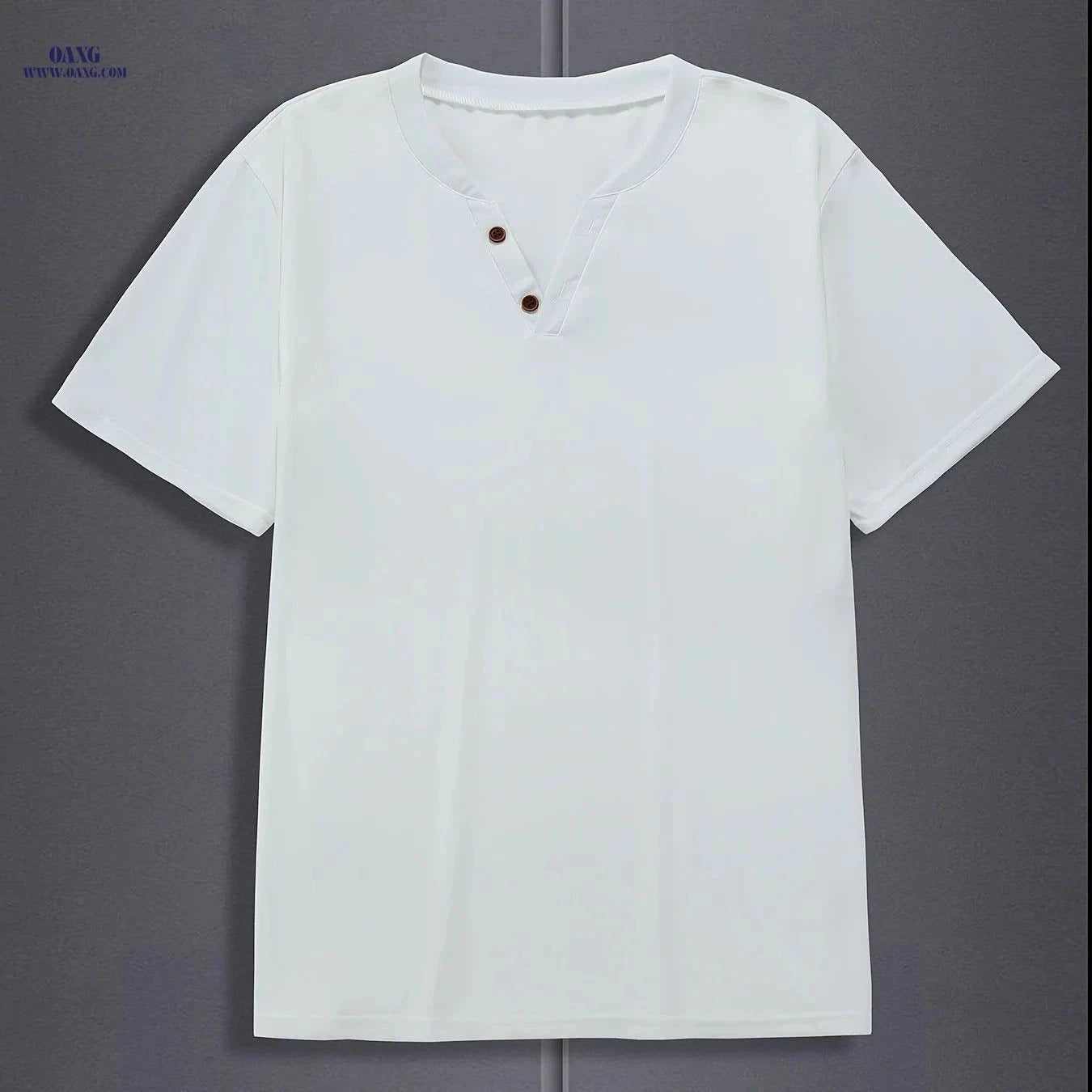 Men's V-Neck Casual Henley T-Shirt - Short Sleeve for Weekend Wear   OAXG crimson / FR S