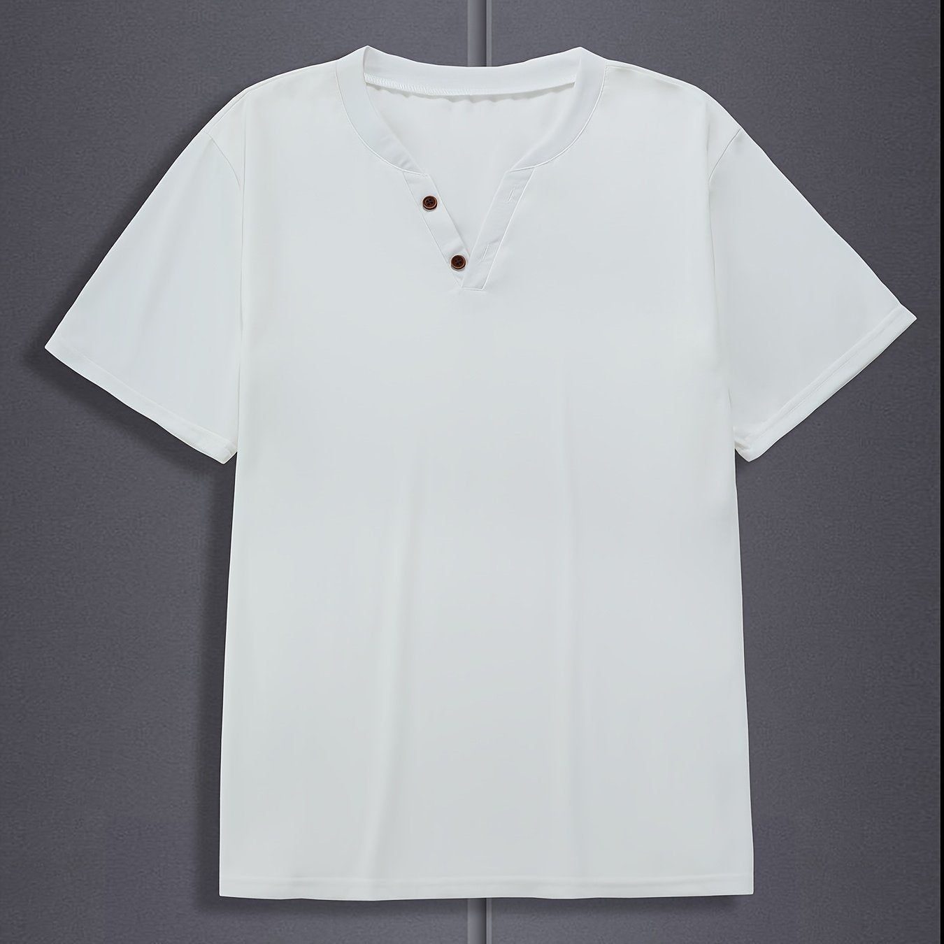 Men's V-Neck Casual Henley T-Shirt - Short Sleeve for Weekend Wear   OAXG crimson / FR S