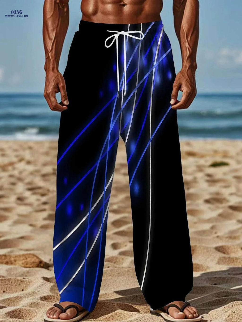 Men's Vibrant 3D Floral Print Pants - Casual Loose Fit, Drawstring   OAXG Color Mixing 2 / M