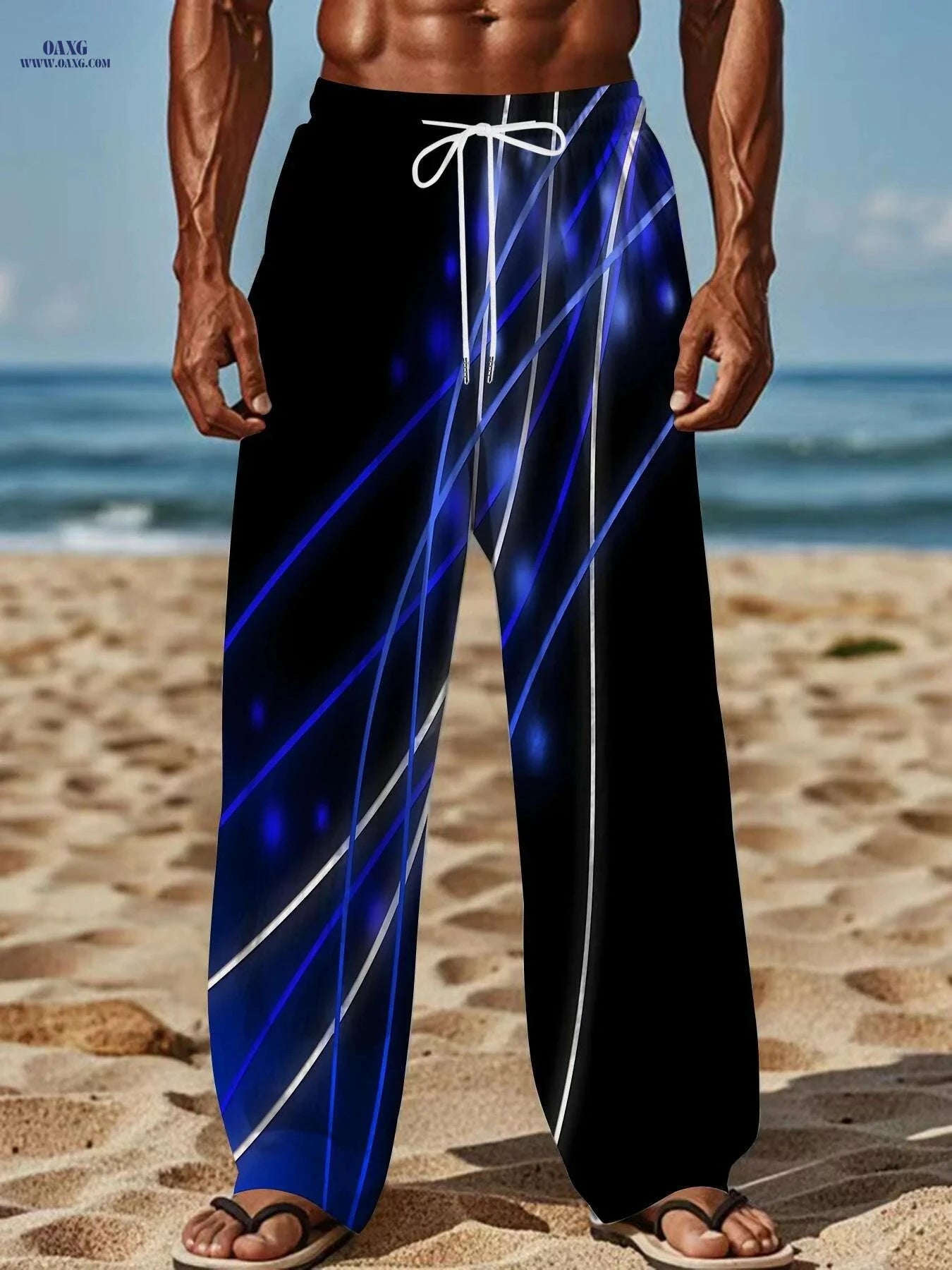 Men's Vibrant 3D Floral Print Pants - Casual Loose Fit, Drawstring   OAXG Color Mixing 2 / M