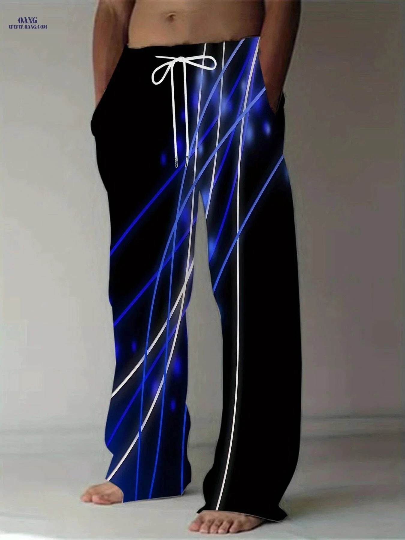 Men's Vibrant 3D Floral Print Pants - Casual Loose Fit, Drawstring   OAXG 