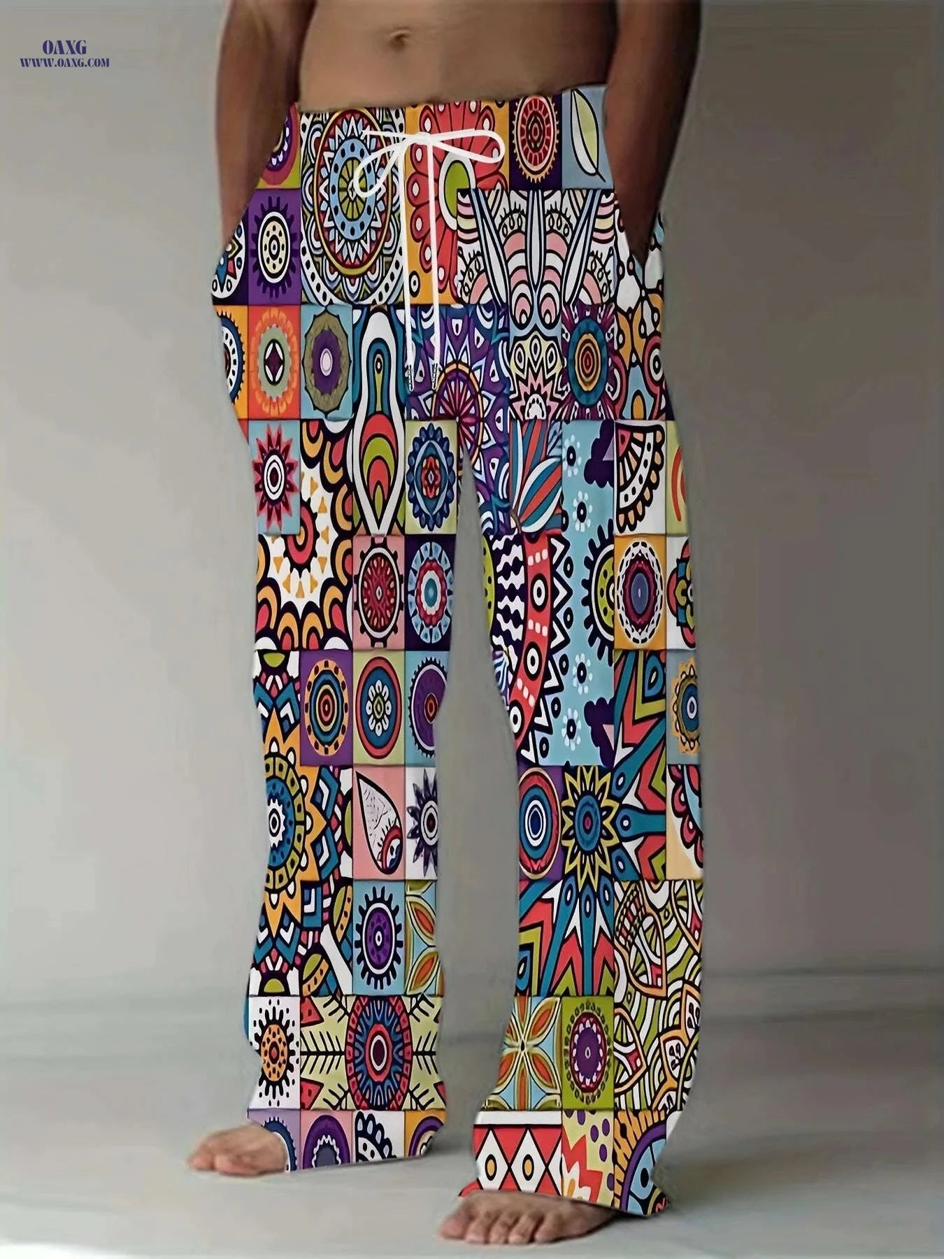 Men's Vibrant 3D Print Pants - Casual Loose Fit & Stretchy Fabric   OAXG 