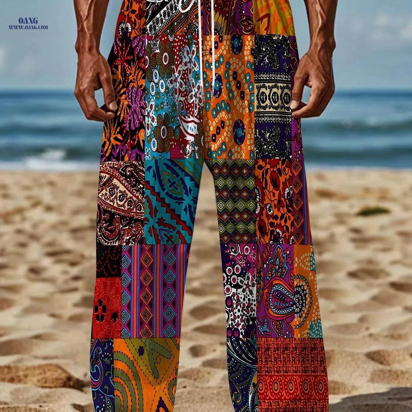 Men's Vibrant 3D Print Pants - Casual Loose Fit & Stretchy Fabric   OAXG 