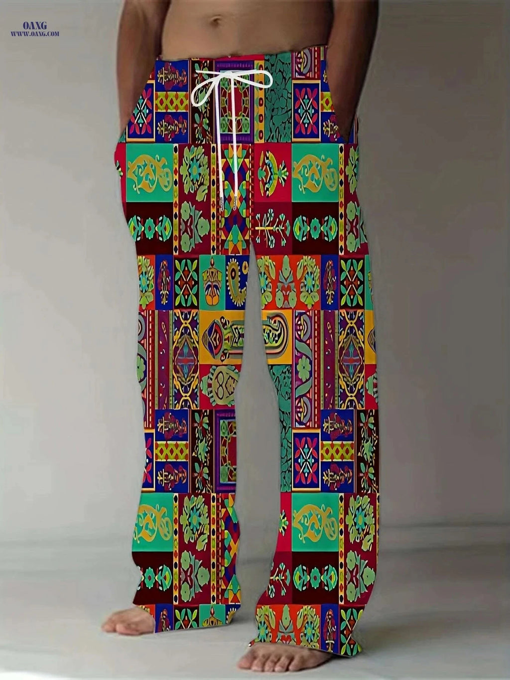 Men's Vibrant 3D Print Pants - Casual Loose Fit & Stretchy Fabric   OAXG 