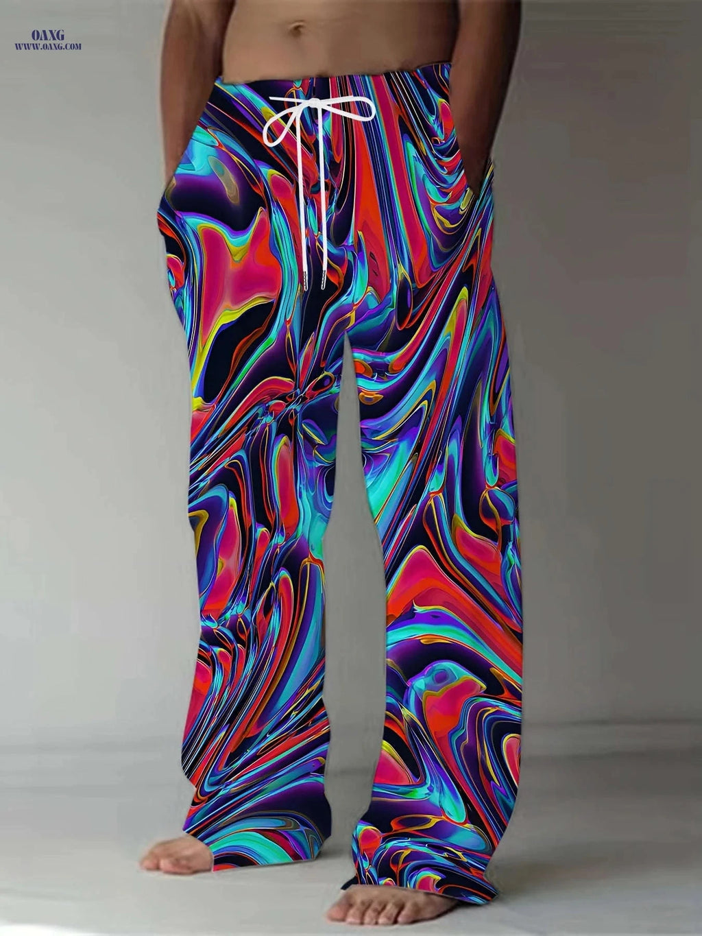 Men's Vibrant Tie-Dye Drawstring Pants - Comfortable Loose Fit Style   OAXG 