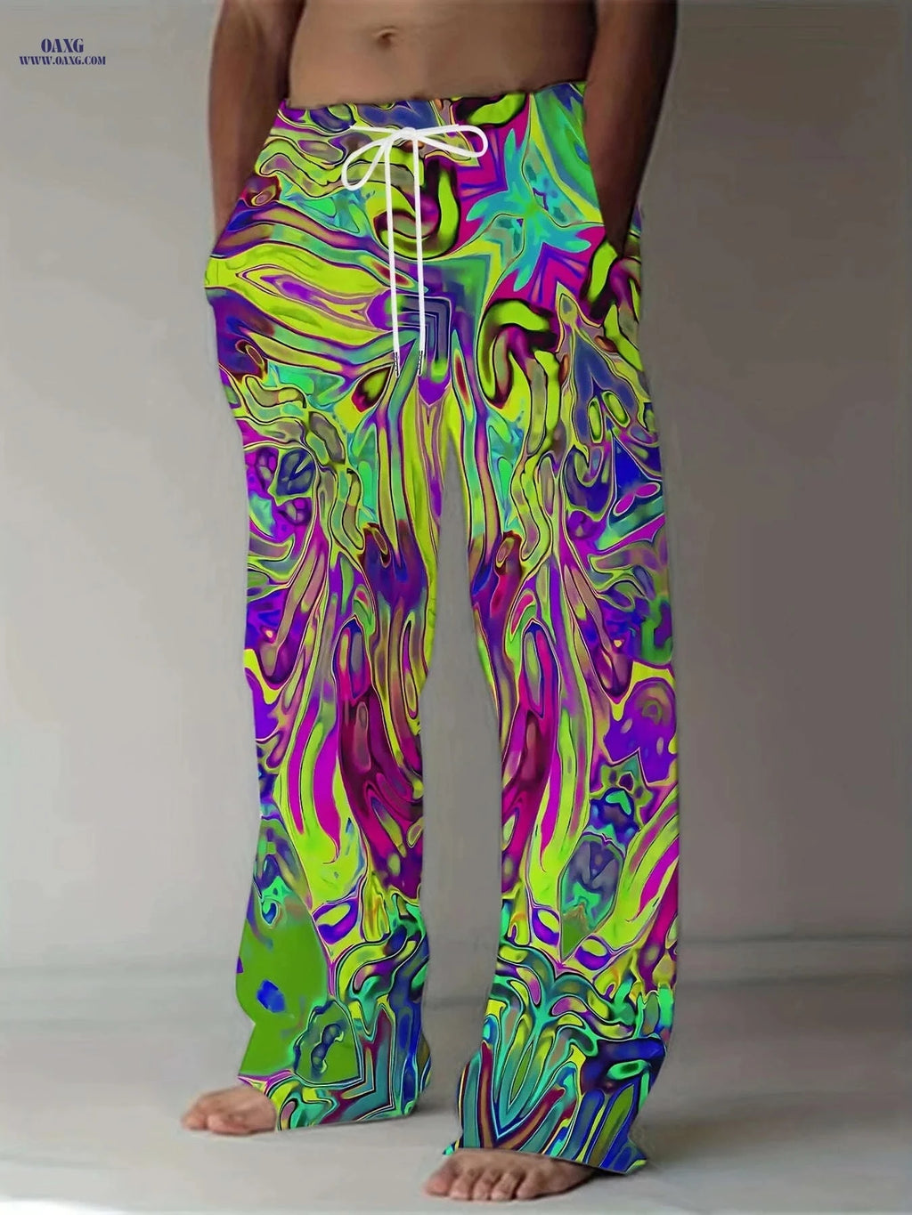 Men's Vibrant Tie-Dye Drawstring Pants - Comfortable Loose Fit Style   OAXG 