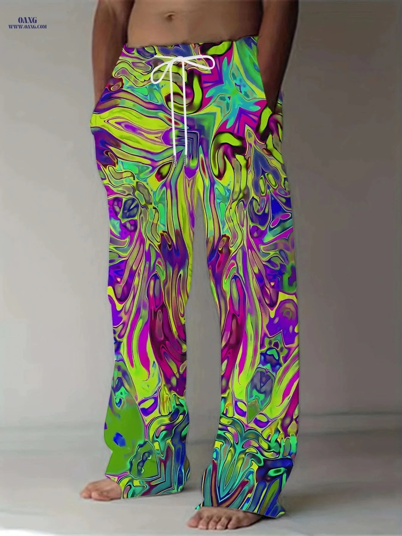 Men's Vibrant Tie-Dye Drawstring Pants - Comfortable Loose Fit Style   OAXG 