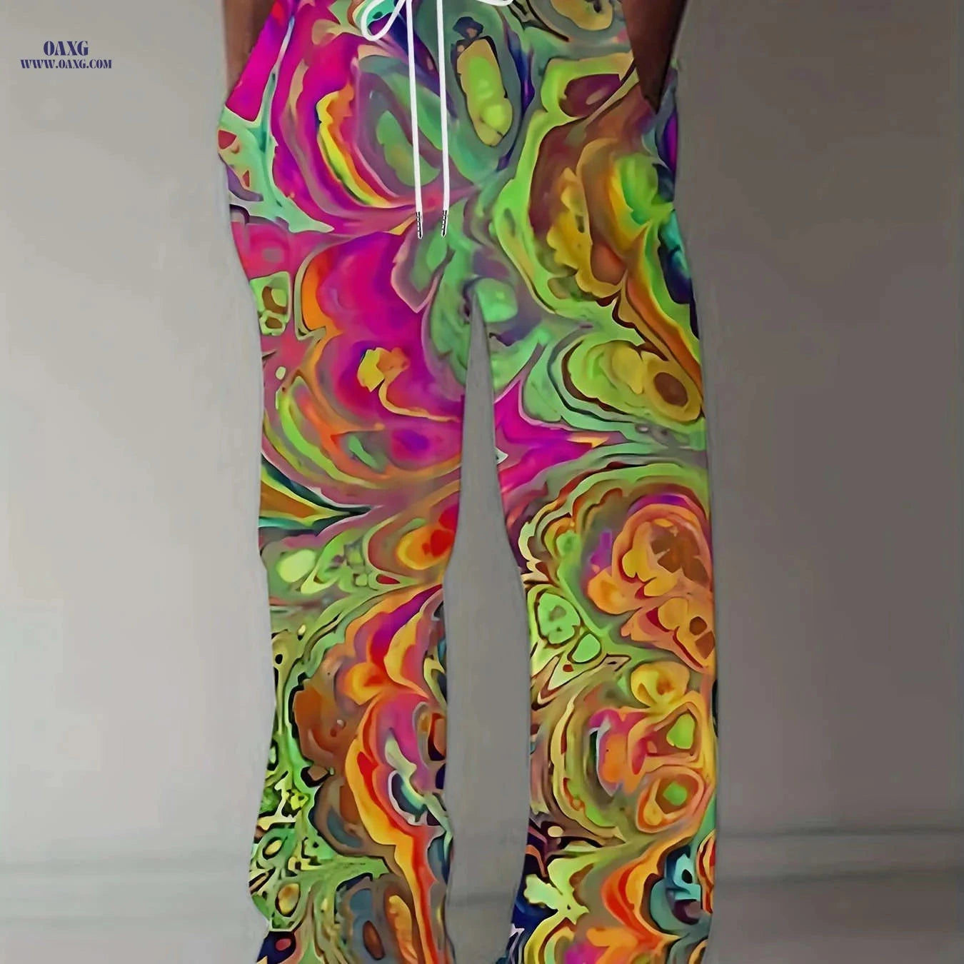 Men's Vibrant Tie-Dye Drawstring Pants - Comfortable Loose Fit Style   OAXG 