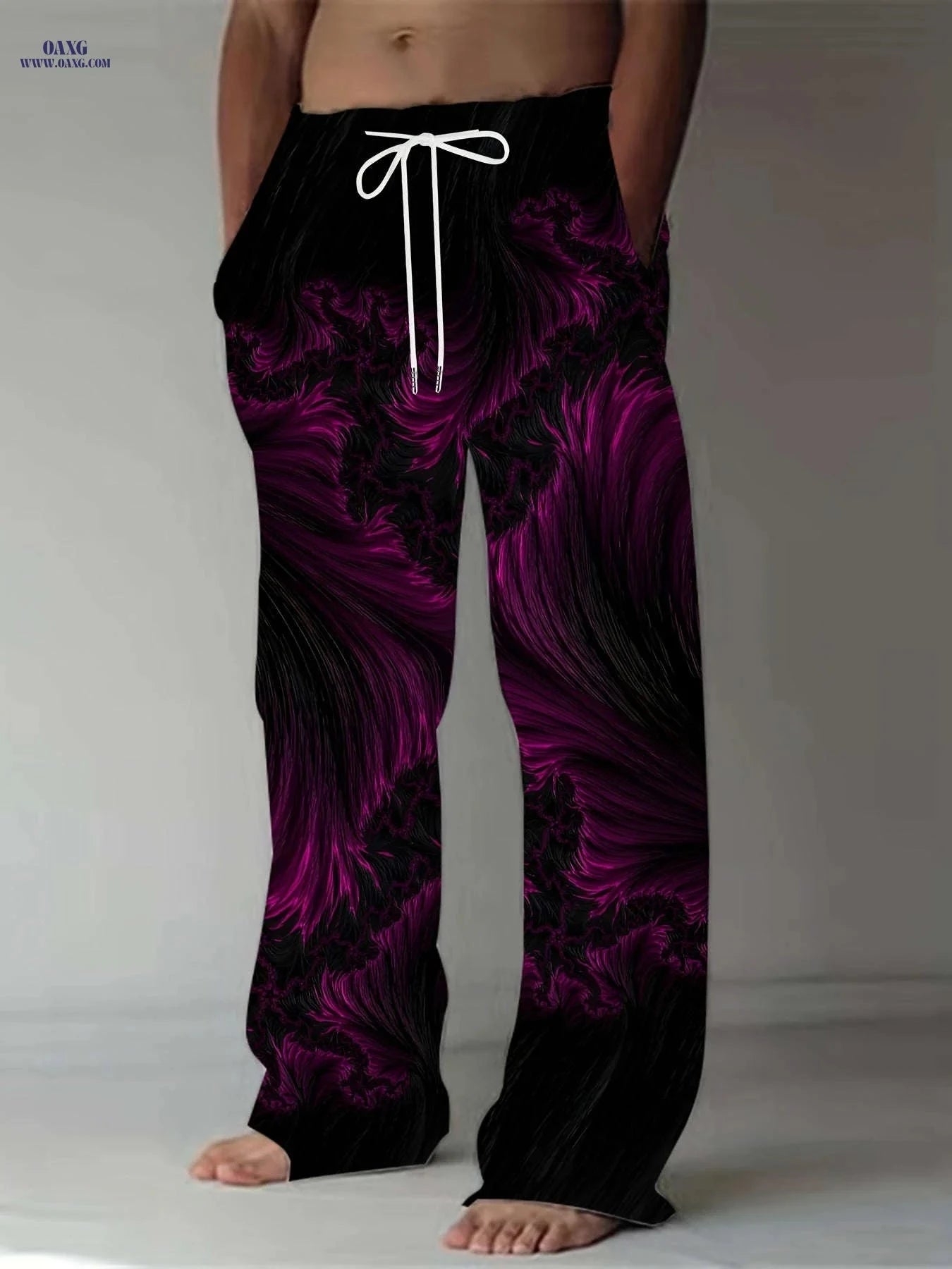 Men's Vintage 3D All-Over Print Loose-Fit Pants - Summer Casual   OAXG Magenta / FR M
