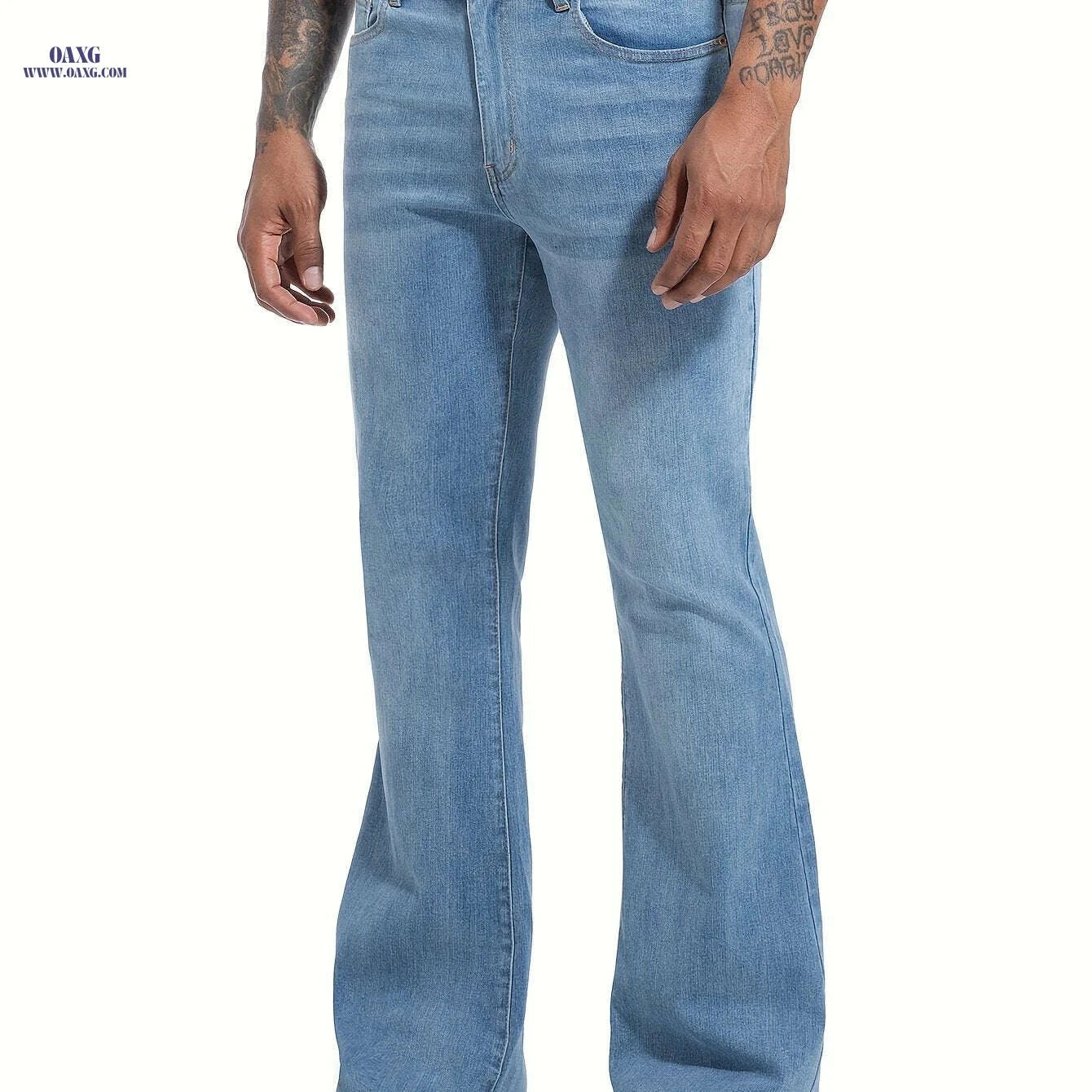 Men's Vintage 70s Bell Bottom Jeans - Wide-Leg Flare, Zipper Closure   OAXG Navy Blue / 30