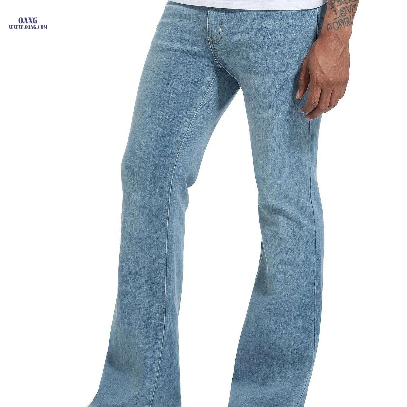 Men's Vintage 70s Bell Bottom Jeans - Wide-Leg Flare, Zipper Closure   OAXG Navy Blue / 30