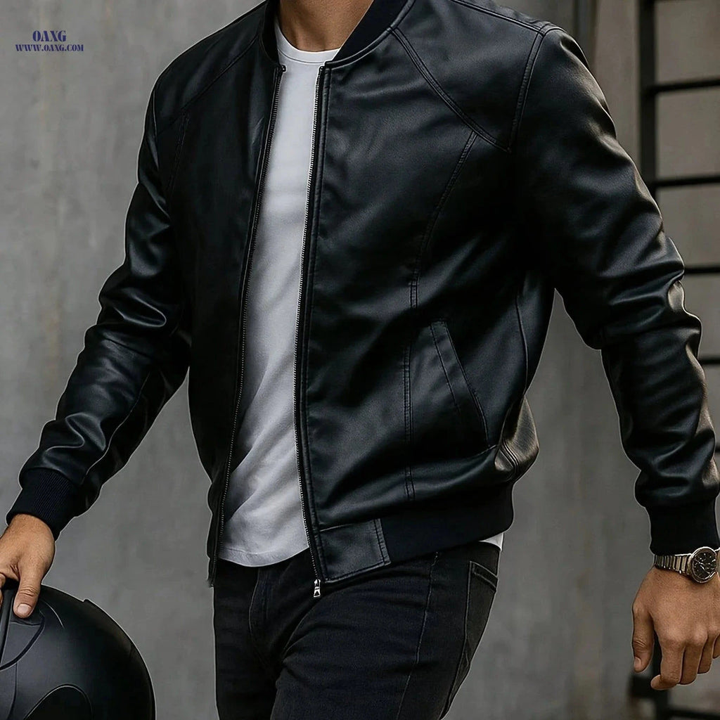 Men's Vintage Baseball Collar Jacket - Perfect Gift for Him   OAXG Black / FR S