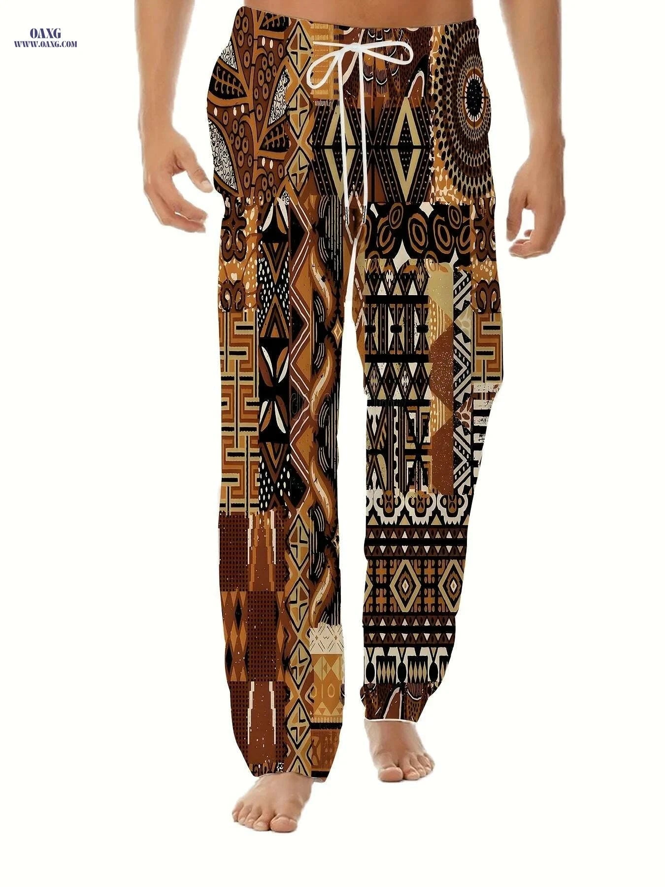 Men's Vintage Bohemian Straight-Leg Pants - Casual Wide-Leg Design   OAXG Multicolor / S