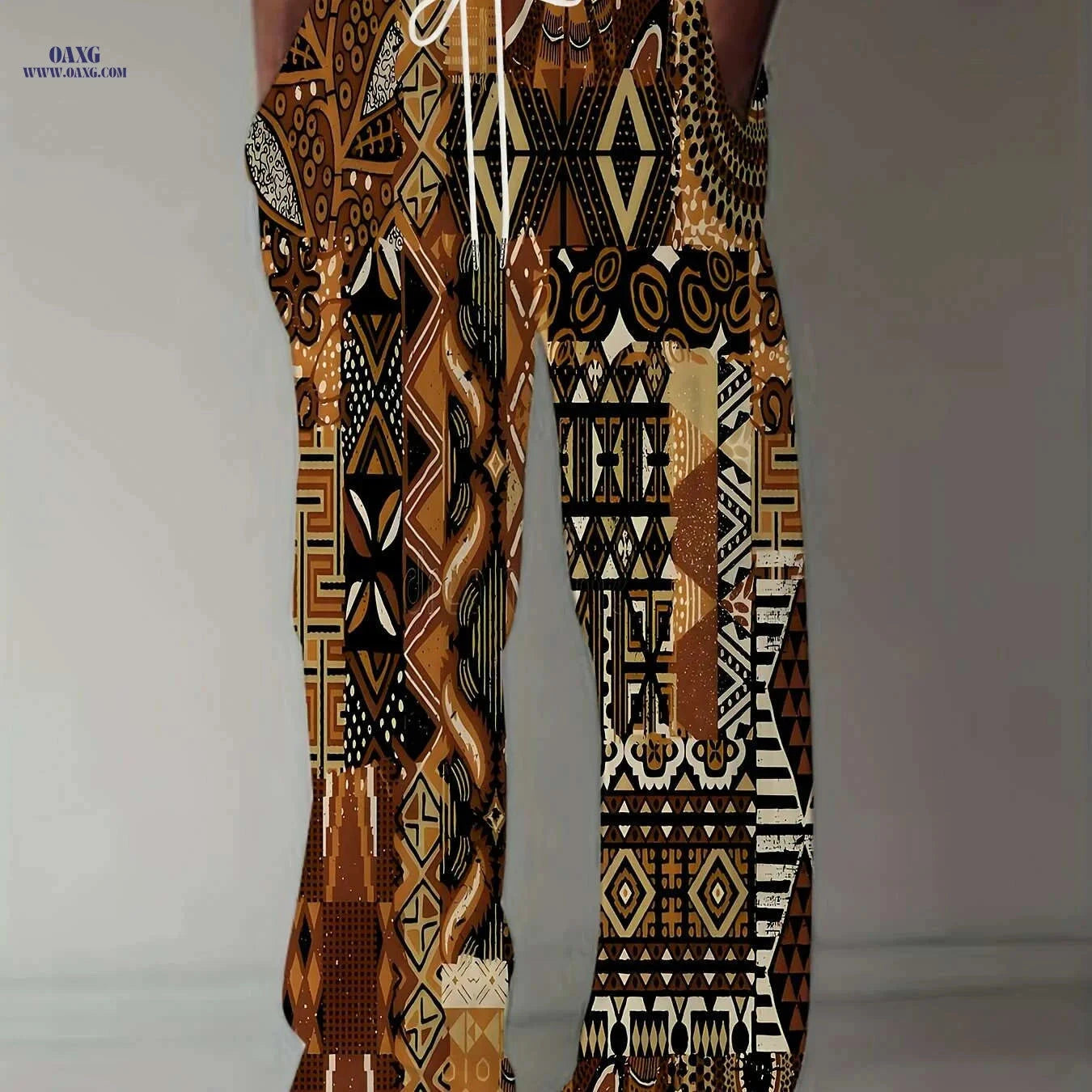 Men's Vintage Bohemian Straight-Leg Pants - Casual Wide-Leg Design   OAXG Multicolor / S