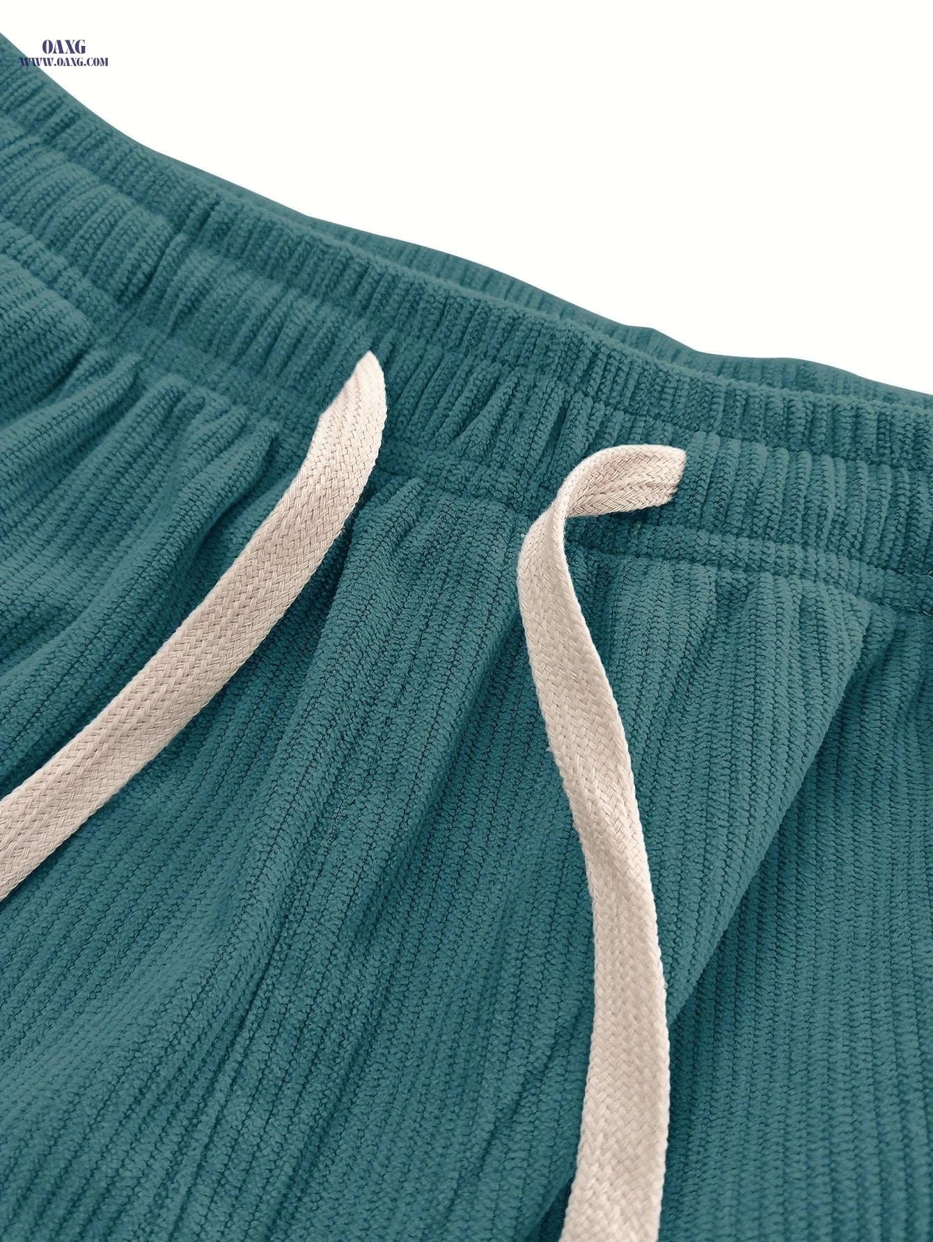 Men's Vintage Corduroy Pants with Elastic Waist - Casual Straight-Leg   OAXG 