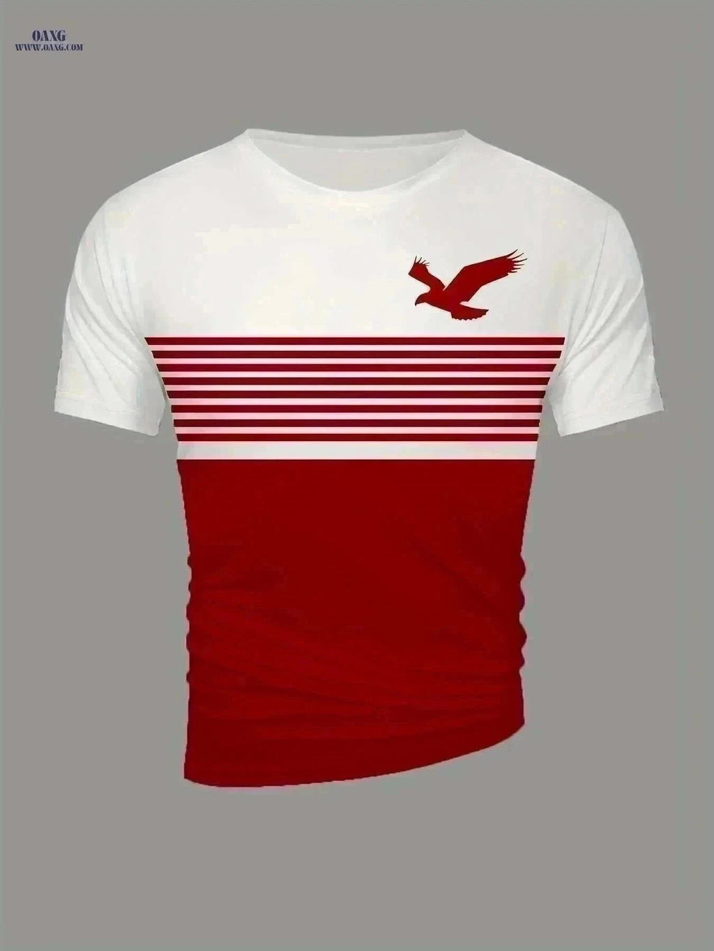 Men's Vintage Crew Neck T-Shirt - 3D Eagle Pattern, Casual Fit   OAXG Green / S