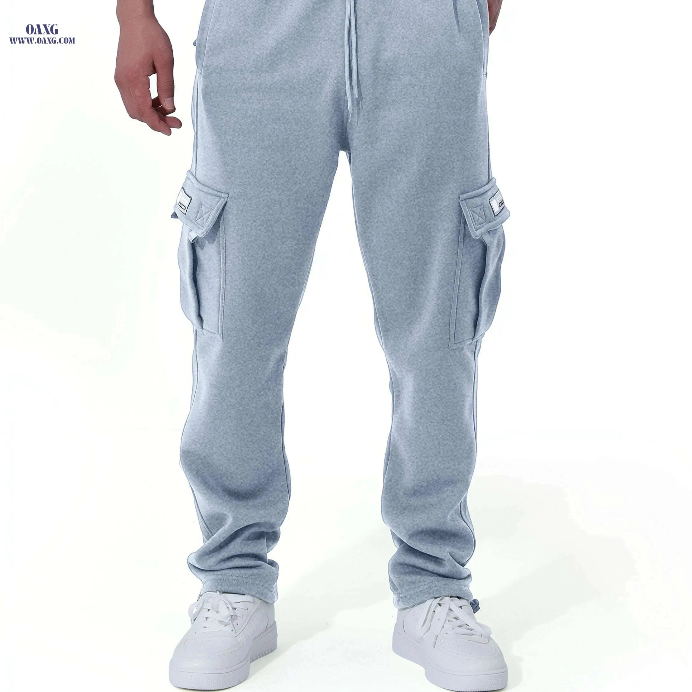 Men's Vintage Fleece-Lined Cargo Pants - Loose Fit for Winter Wear   OAXG 