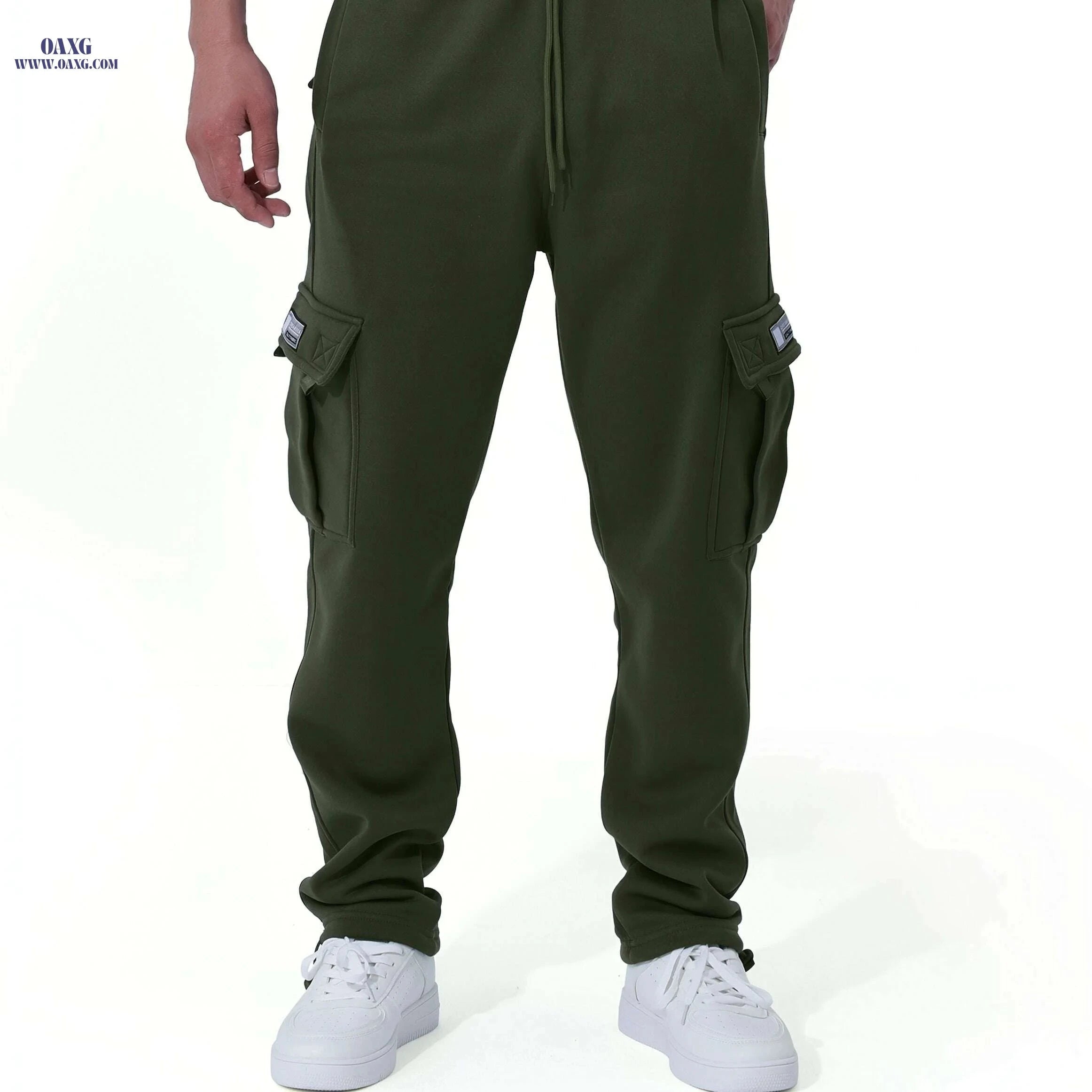 Men's Vintage Fleece-Lined Cargo Pants - Loose Fit for Winter Wear   OAXG 