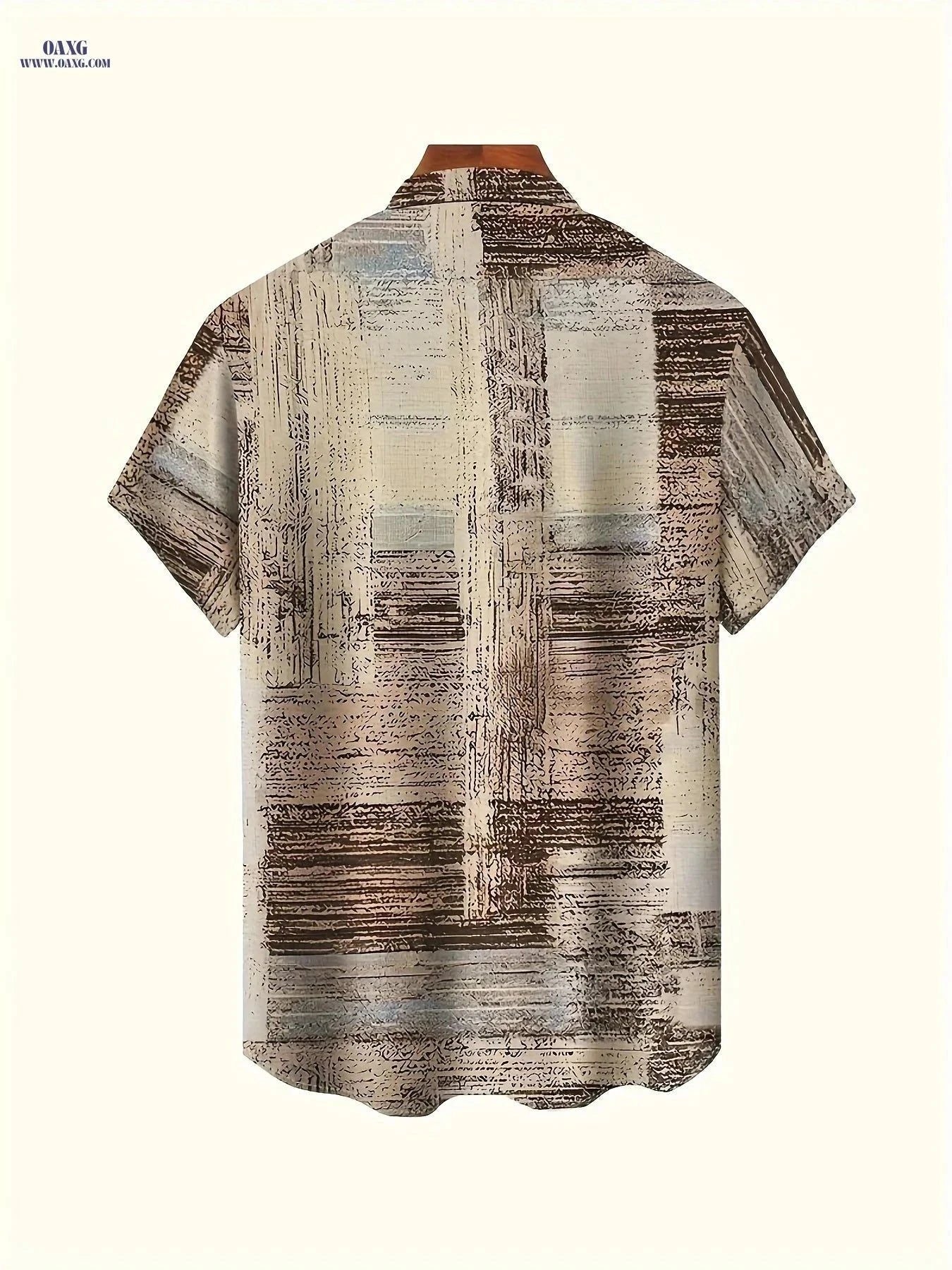 Men's Vintage Fuzzy Plaid Short Sleeve Lapel Shirt - Casual Summer Top   OAXG Mixed colors / FR M
