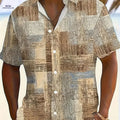Men's Vintage Fuzzy Plaid Short Sleeve Lapel Shirt - Casual Summer Top   OAXG Mixed colors / FR M
