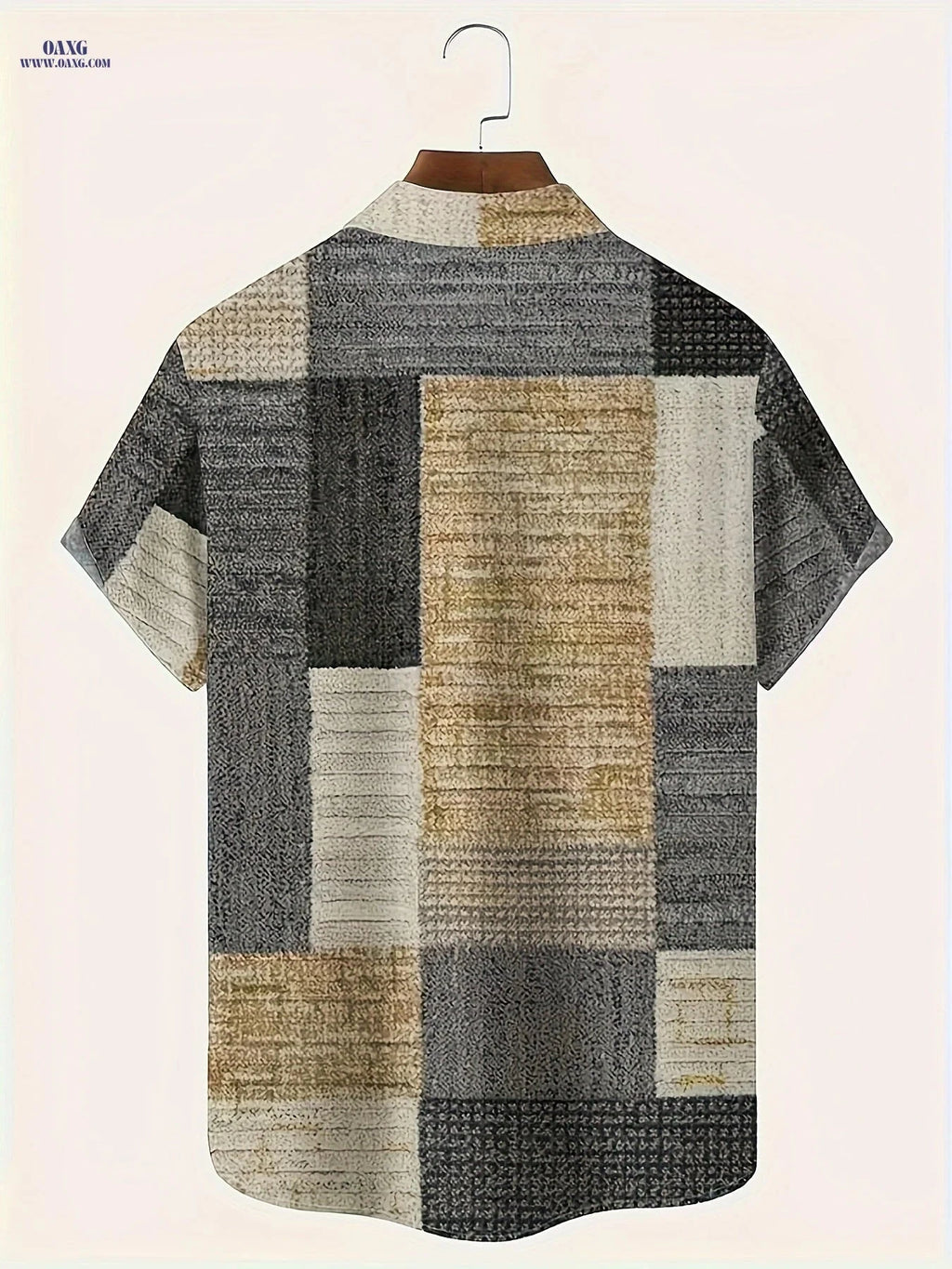 Men's Vintage Geometric Short Sleeve Shirt - Casual Summer Top   OAXG 