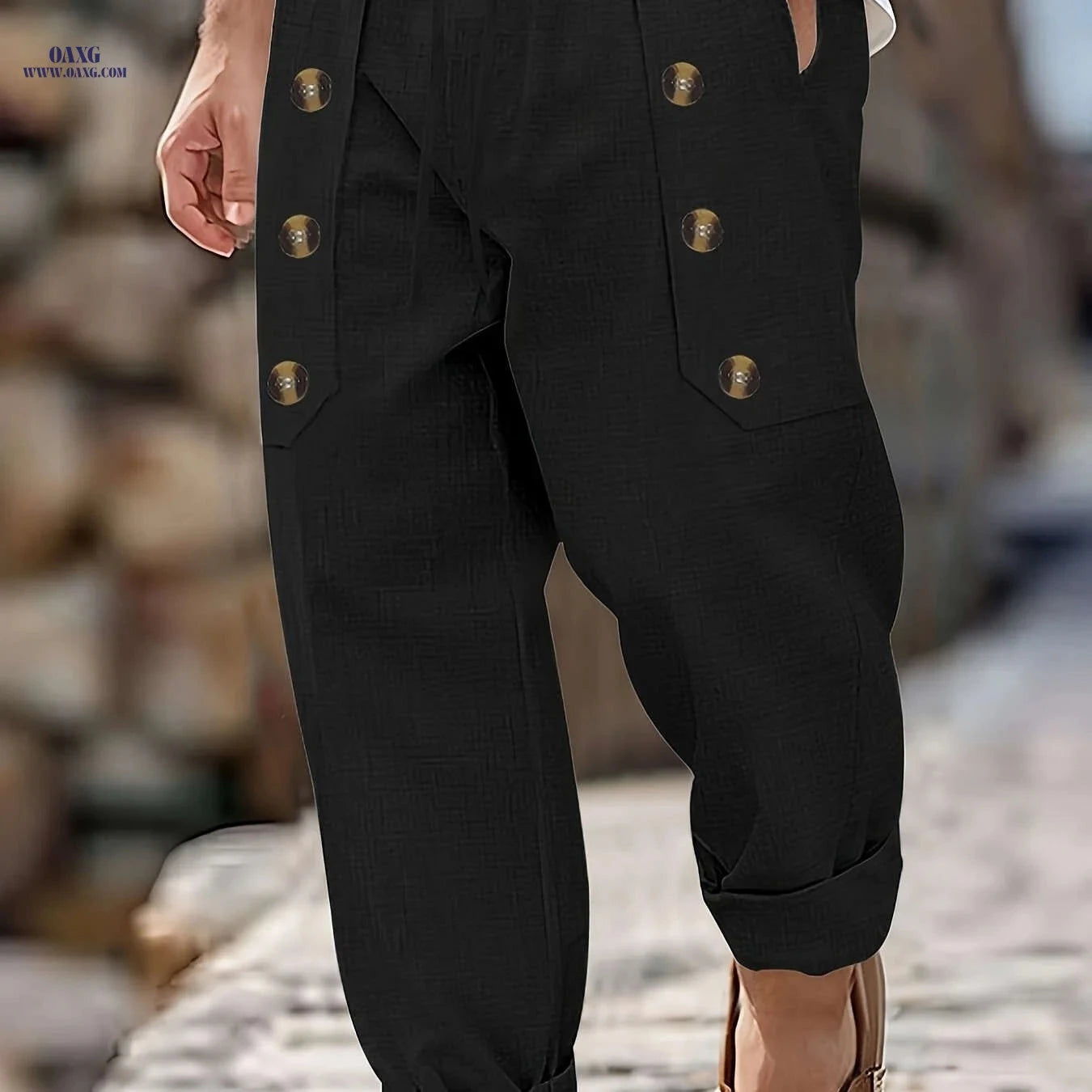 Men's Vintage Linen Pants - Lightweight, Breathable Straight-Leg Trousers   OAXG 
