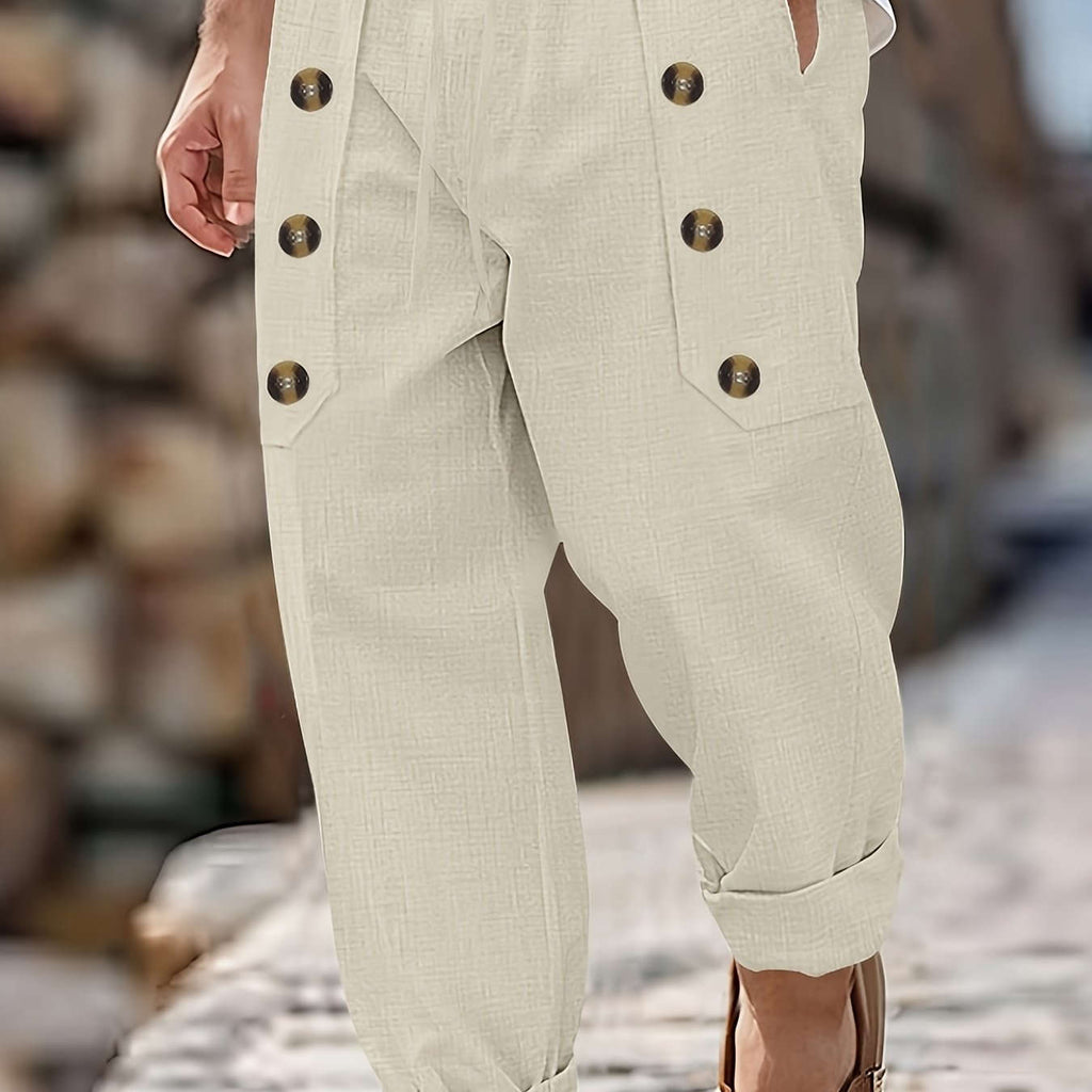 Men's Vintage Linen Pants - Lightweight, Breathable Straight-Leg Trousers   OAXG Light Green / FR S