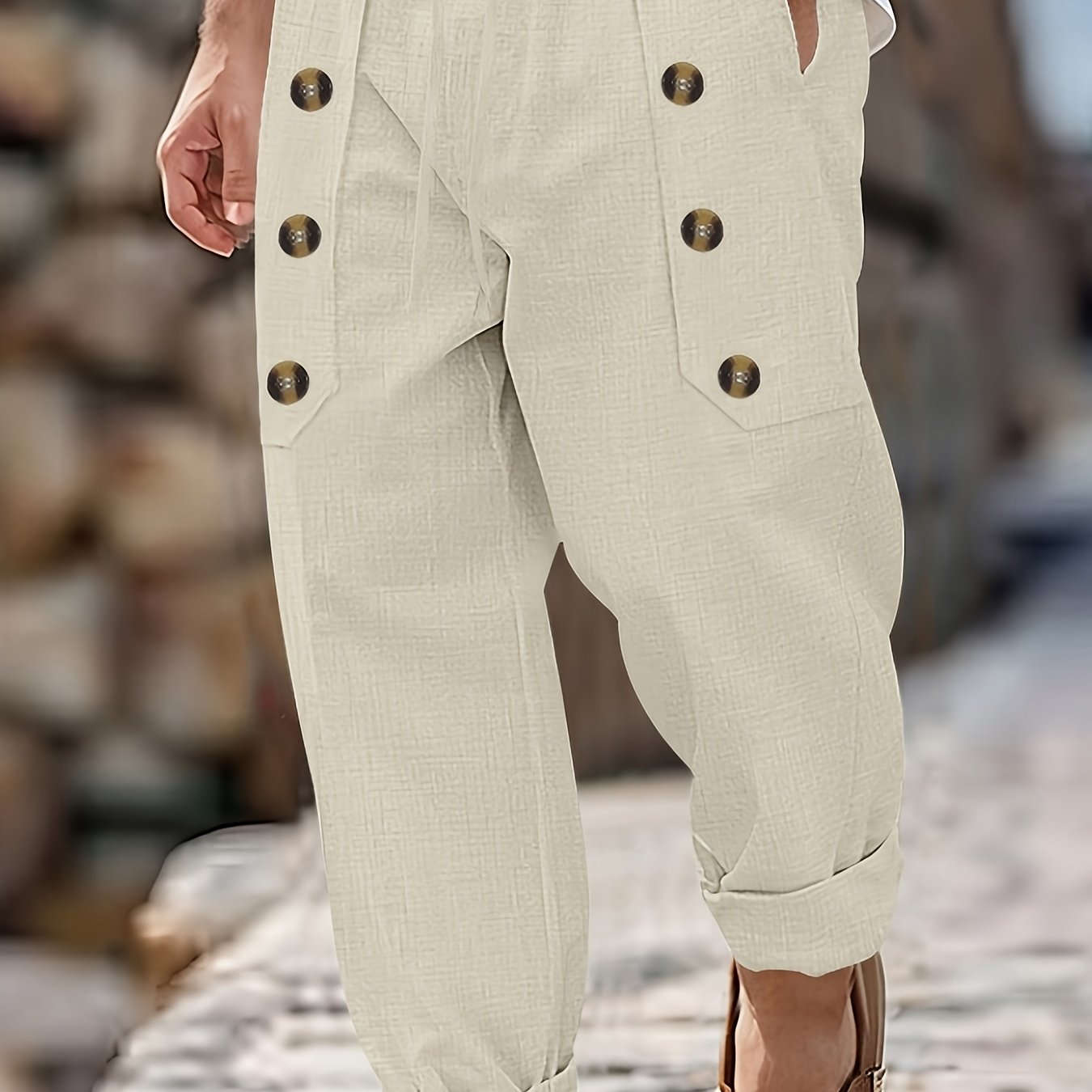 Men's Vintage Linen Pants - Lightweight, Breathable Straight-Leg Trousers   OAXG Light Green / FR S