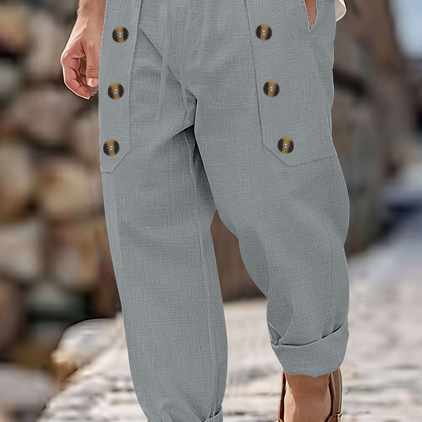 Men's Vintage Linen Pants - Lightweight, Breathable Straight-Leg Trousers   OAXG Light Green / FR S